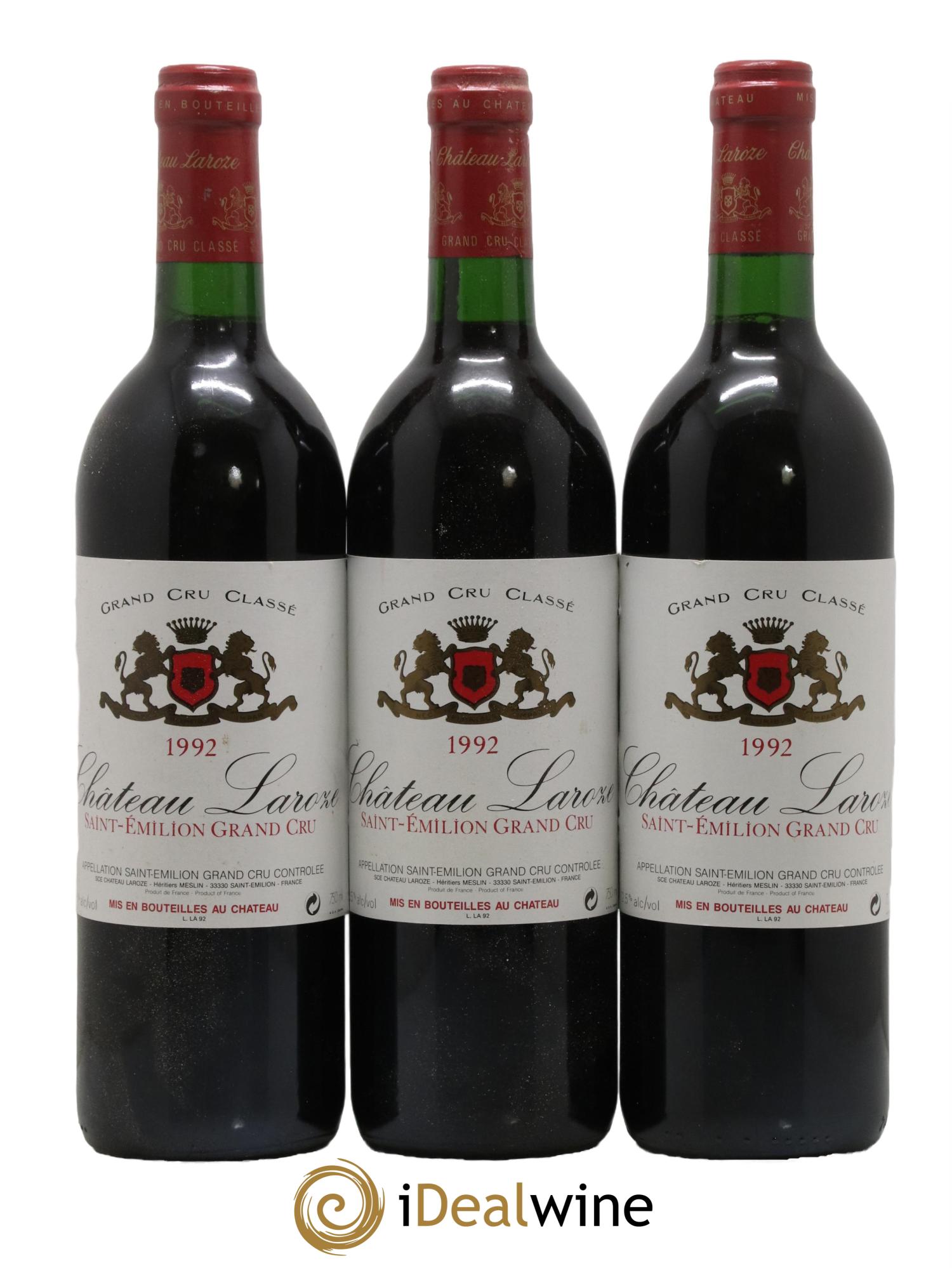 Château Laroze Grand Cru Classé 1992 - Lot de 3 bouteilles - 0