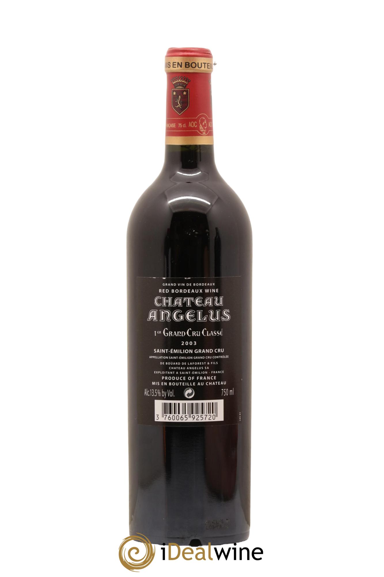 Château Angélus 1er Grand Cru Classé A 2003 - Lot de 1 bouteille - 1