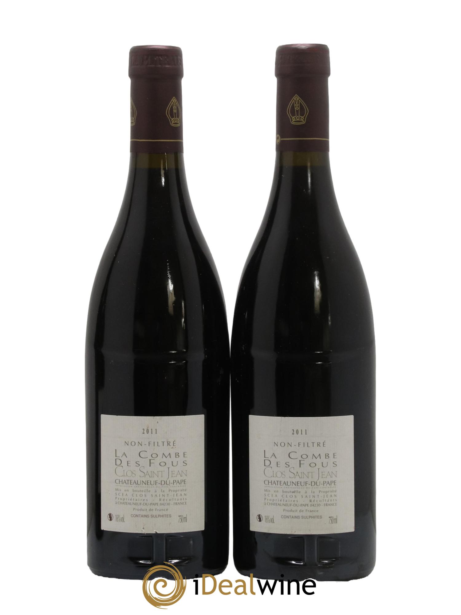 Châteauneuf-du-Pape Clos Saint-Jean La Combe des Fous Pascal et Vincent Maurel 2011 - Lotto di 2 bottiglie - 1