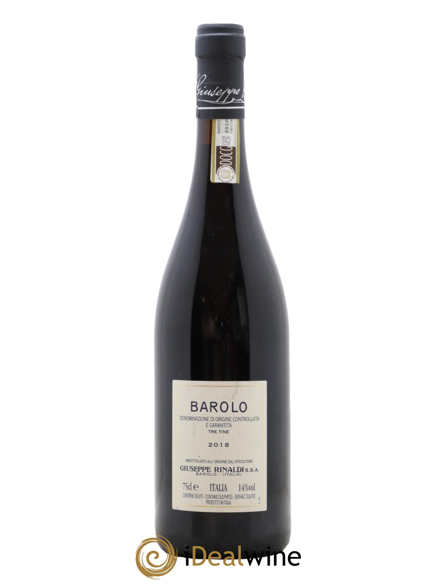 Barolo DOCG Tre Tine Giuseppe Rinaldi 2018 - Lot of 1 bottle - 1