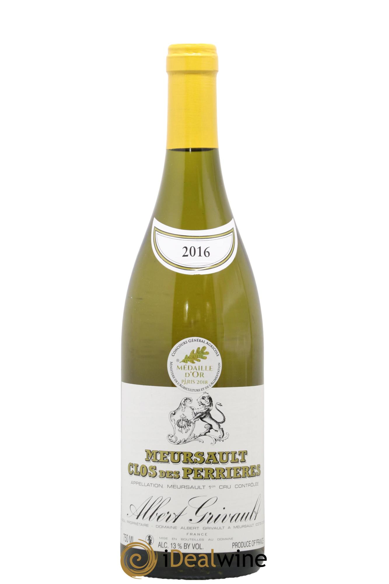 Meursault 1er Cru Clos des Perrières Monopole Albert Grivault 2016 - Lot de 1 bouteille - 0
