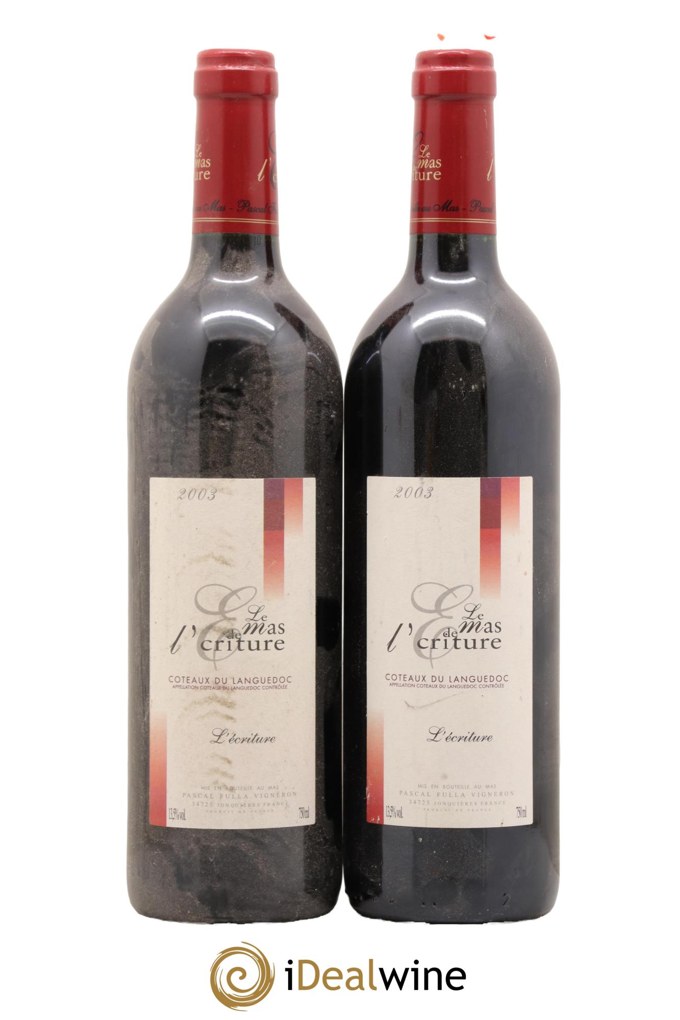Coteaux du Languedoc Mas De L'Ecriture 2003 - Lot de 2 bouteilles - 0