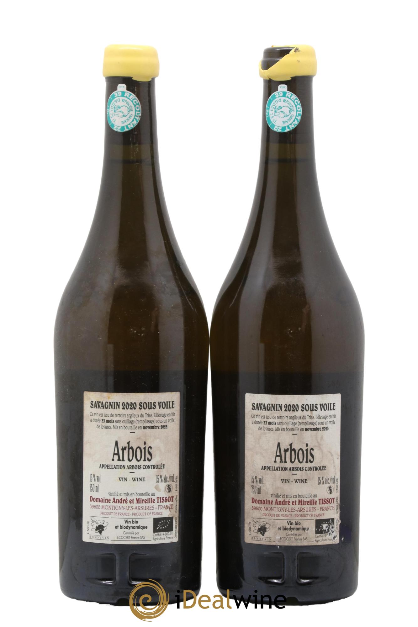 Arbois Savagnin Sous Voile Bénédicte et Stéphane Tissot 2020 - Lotto di 2 bottiglie - 1