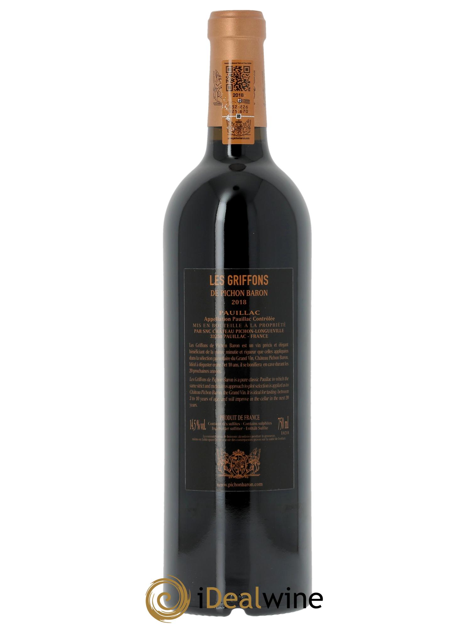 Les Griffons de Pichon Baron (CBO à partir de 6 bts) 2018 - Lot de 1 bouteille - 1