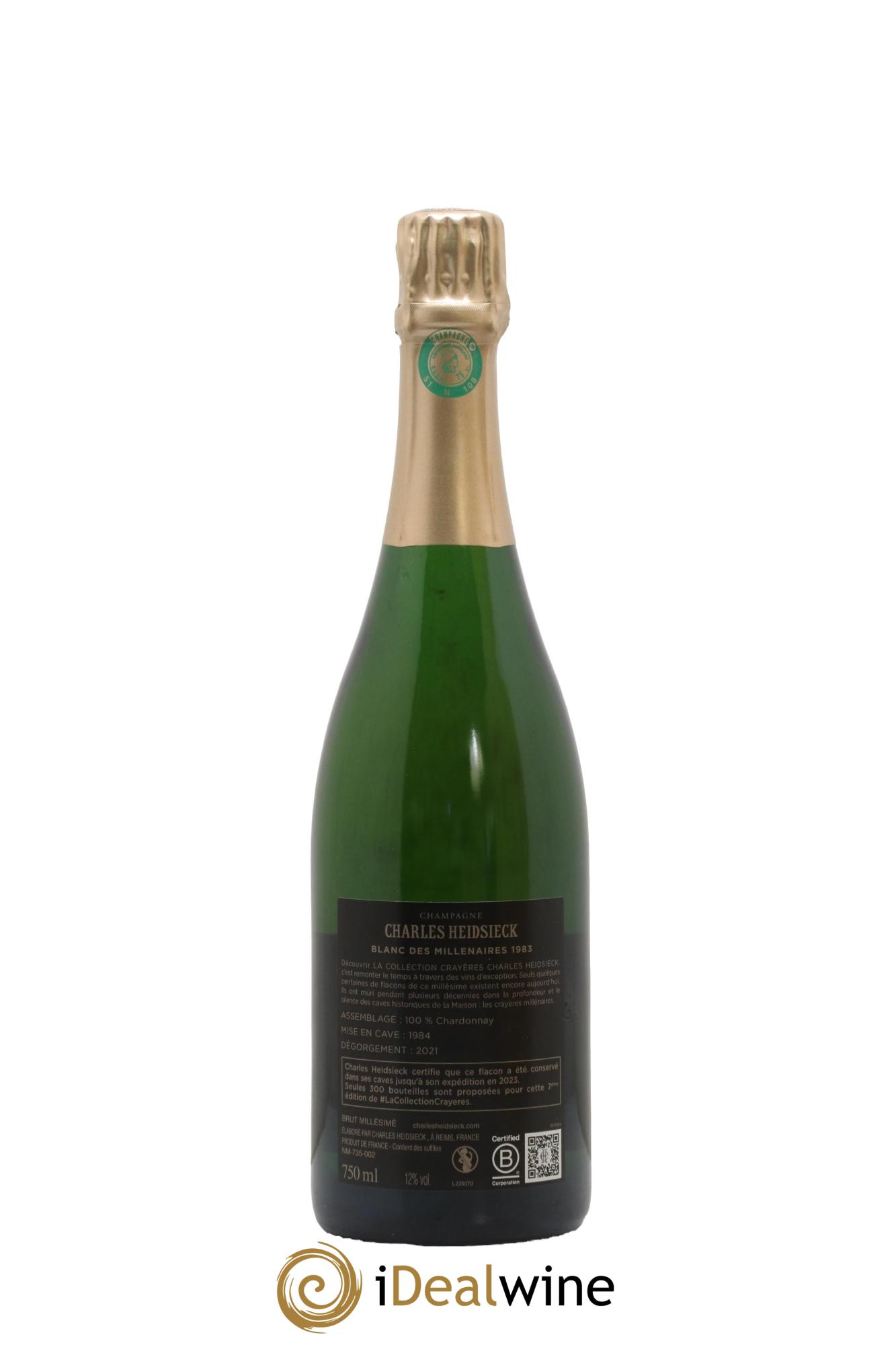 Blanc de Blancs Blanc des Millénaires Brut Charles Heidsieck  1983 - Lot de 1 bouteille - 2
