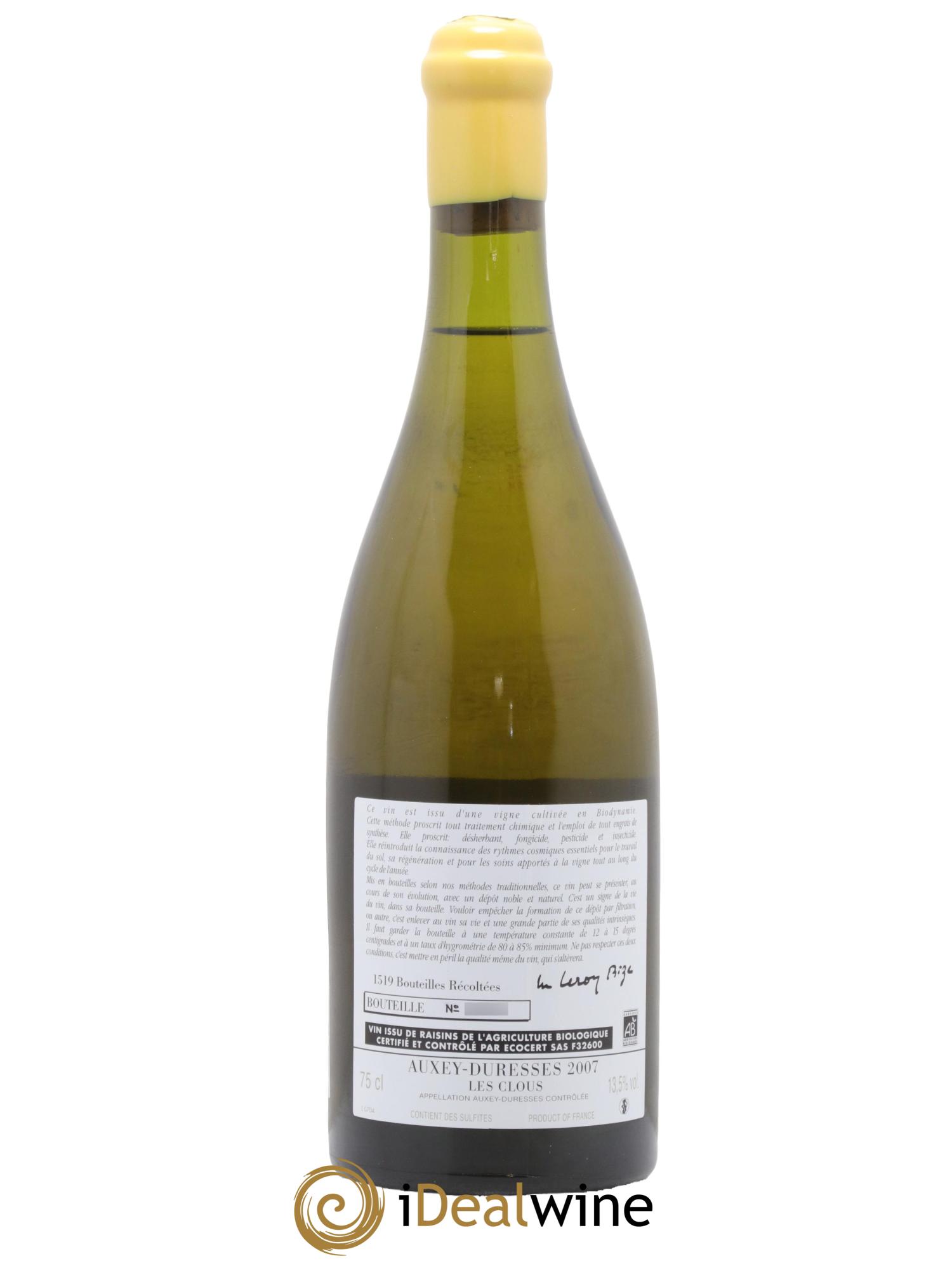 Auxey-Duresses Les Clous d'Auvenay (Domaine) 2007 - Posten von 1 Flasche - 1