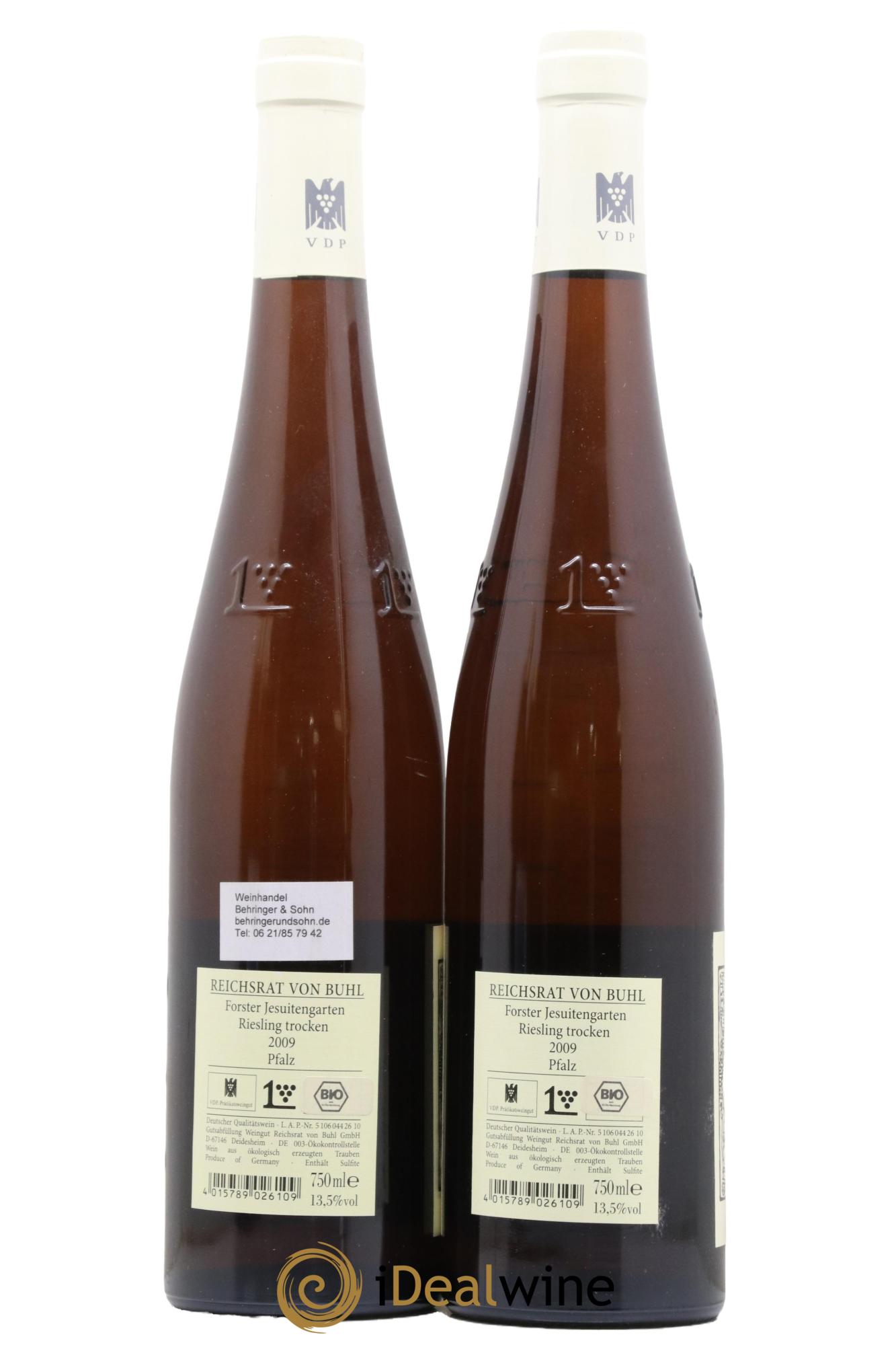 Allemagne Pfalz Riesling GG Trocken Forster Jesuistengarten Reichsrat Von Buhl 2009 - Lot de 2 bouteilles - 1