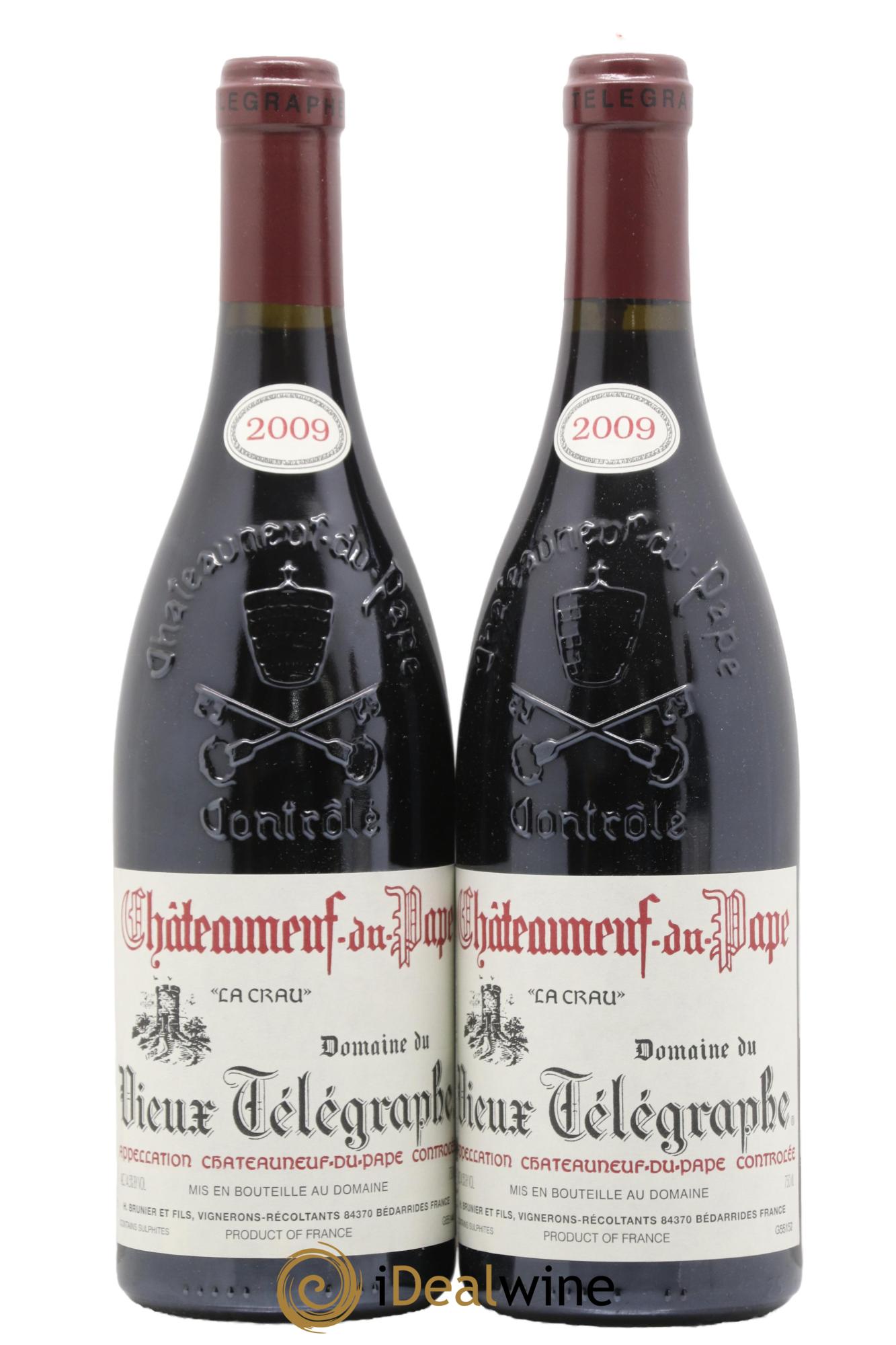 Châteauneuf-du-Pape Vieux Télégraphe (Domaine du) Vignobles Brunier 2009 - Lotto di 2 bottiglie - 0