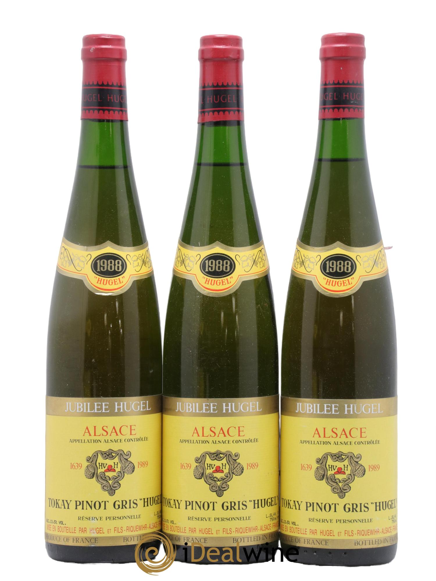 Pinot Gris (Tokay) Réserve Personnelle Jubilee Hugel (Domaine) 1988 - Lot de 3 bouteilles - 0