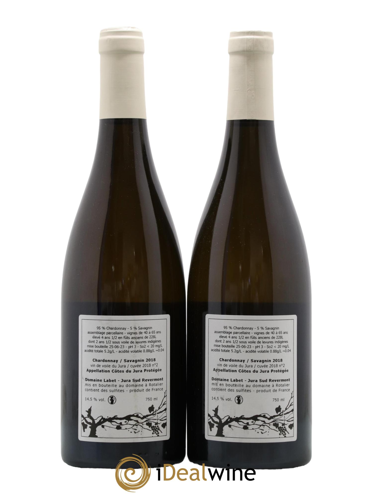 Côtes du Jura Vin de Voile Chardonnay-Savagnin cuvée de garde Romain - Julien  - Charline Labet 2018 - Lot de 2 bouteilles - 1