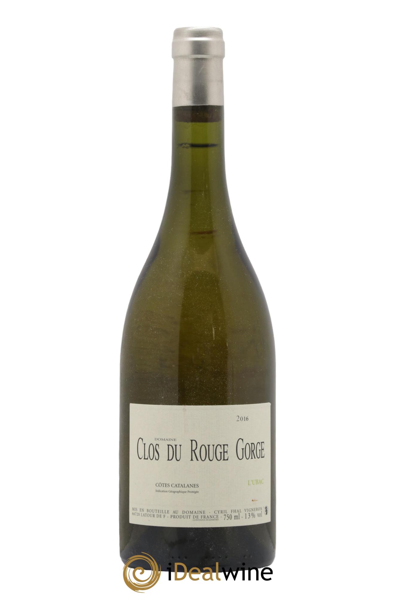 Côtes Catalanes Clos du Rouge Gorge L'Ubac Cyril Fhal 2016 - Lot de 1 bouteille - 0