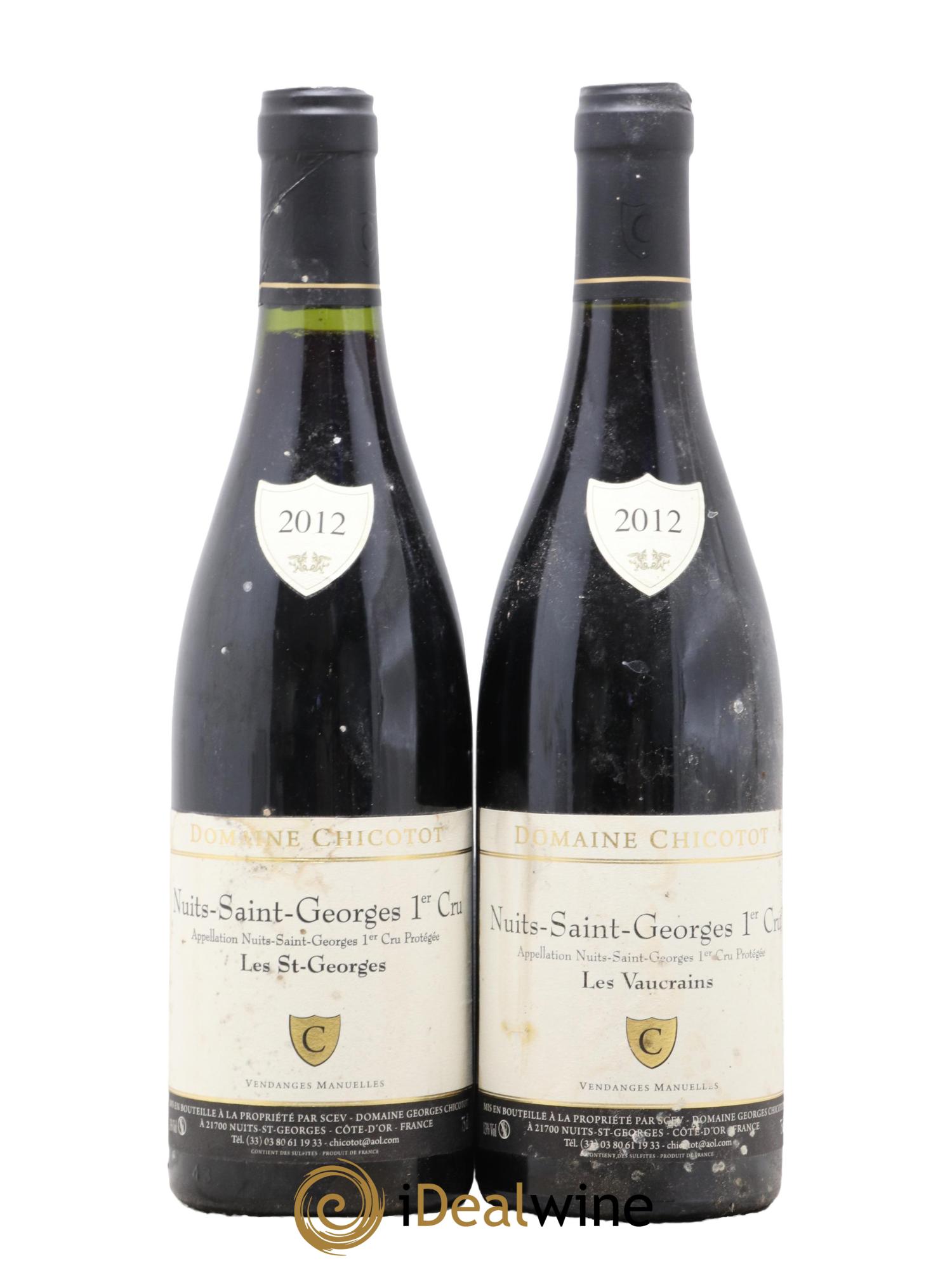 Nuits-Saint-Georges 1er Cru 1 Les Vaucrains et 1 Les Saint Georges Domaine Chicotot 2012 - Lot de 2 bouteilles - 0