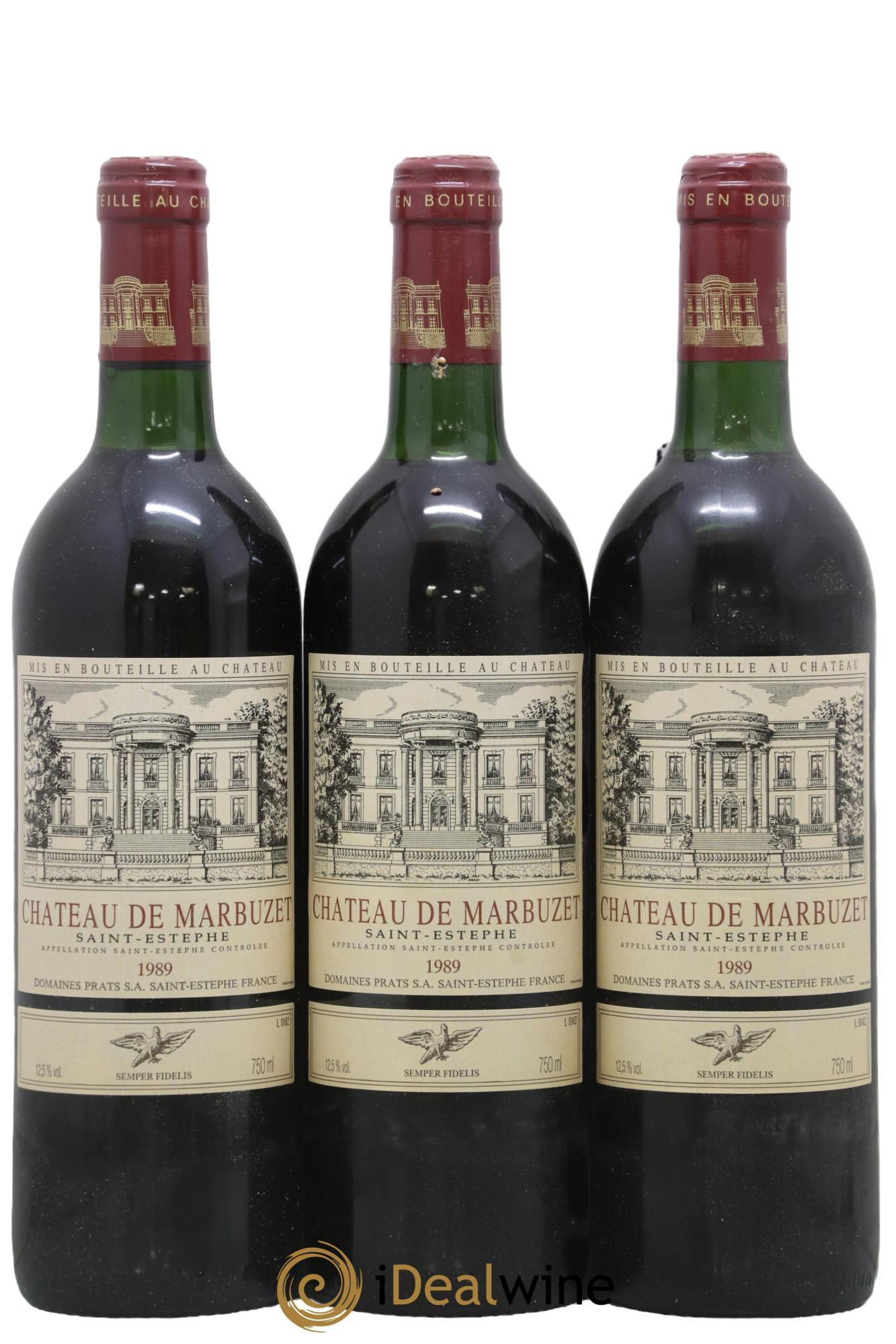 Château de Marbuzet Cru Bourgeois 1989 - Lot de 3 bouteilles - 0