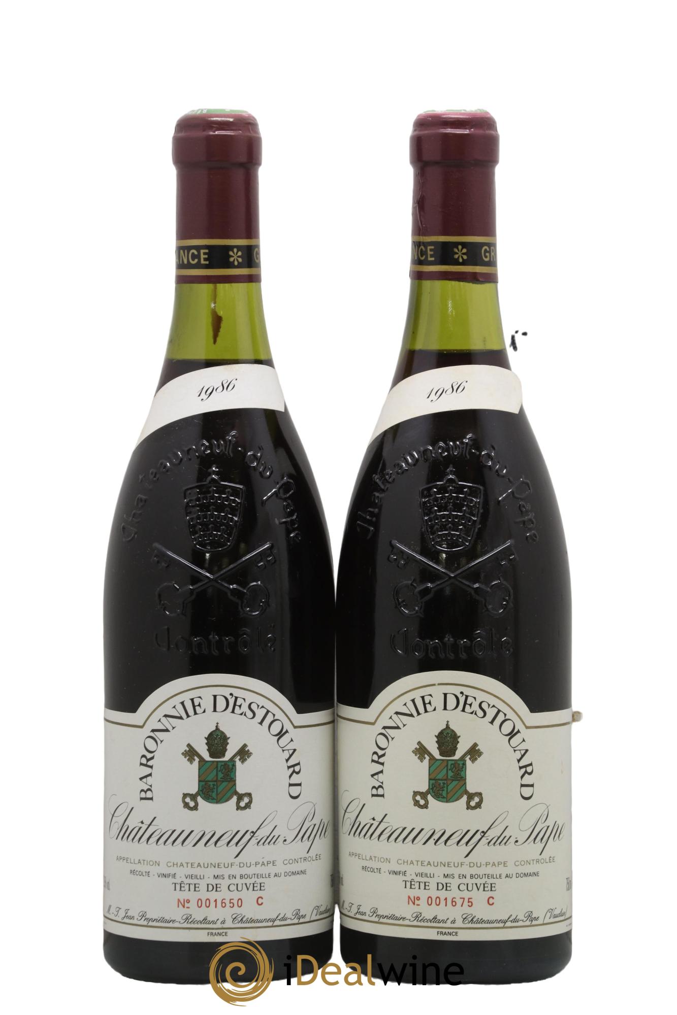 Châteauneuf-du-Pape Tête de Cuvée Baronnie d'Estouard 1986 - Lot of 2 bottles - 0