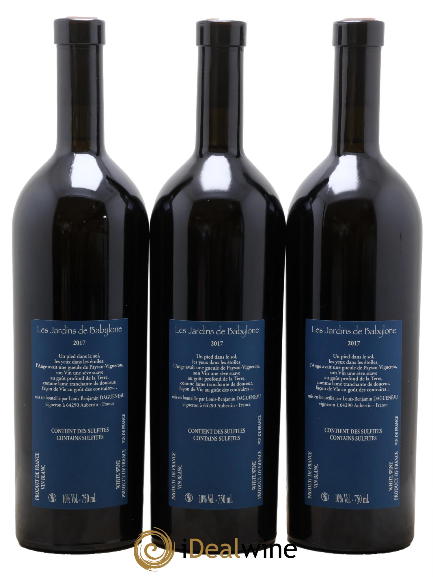 Vin de France (anciennement Jurançon) Jardins de Babylone Demi-Sec Didier Dagueneau (Domaine) 2017 - Lot of 3 bottles - 1