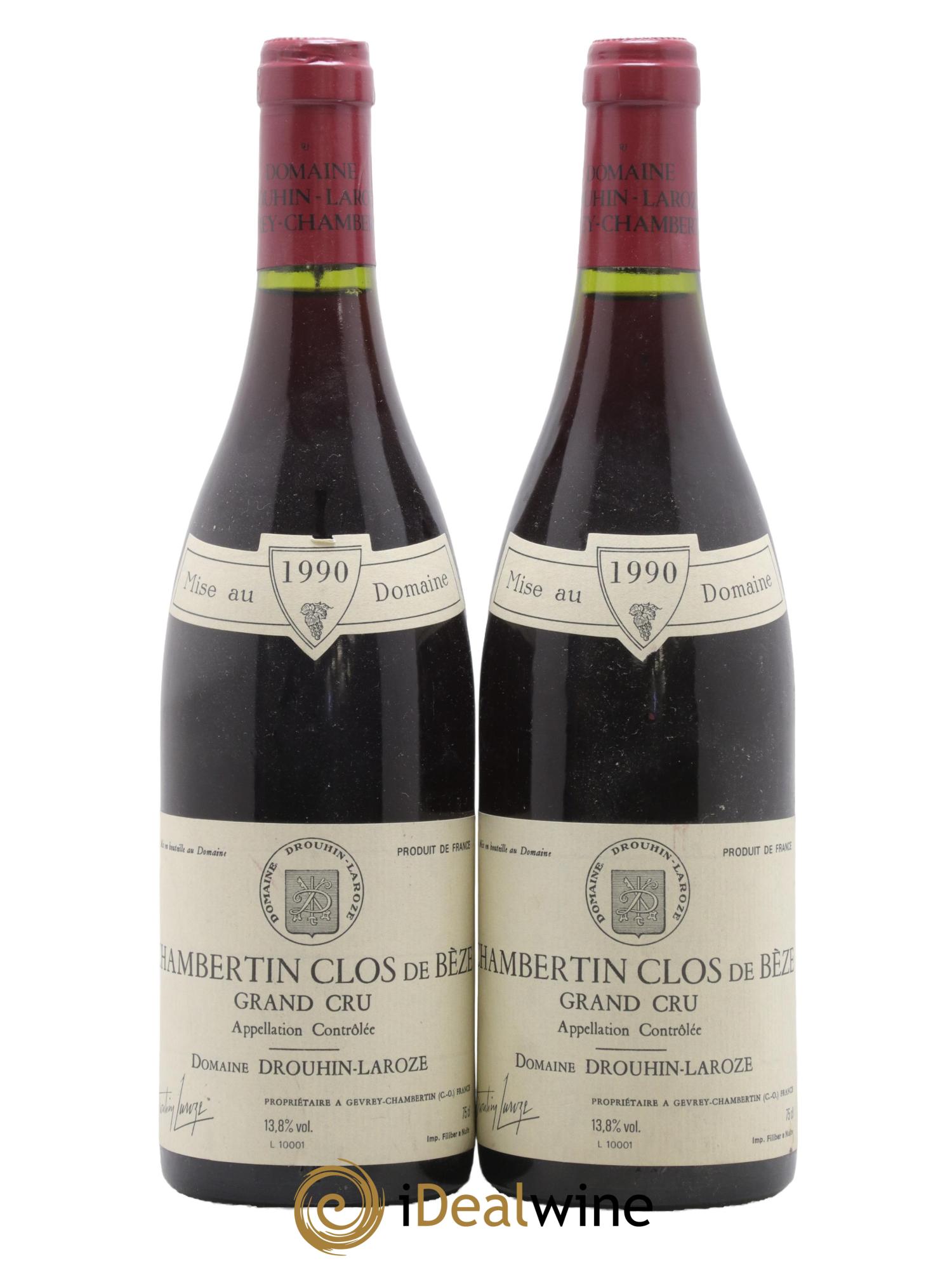 Chambertin Clos de Bèze Grand Cru Domaine Drouhin-Laroze 1990 - Lot de 2 bouteilles - 0