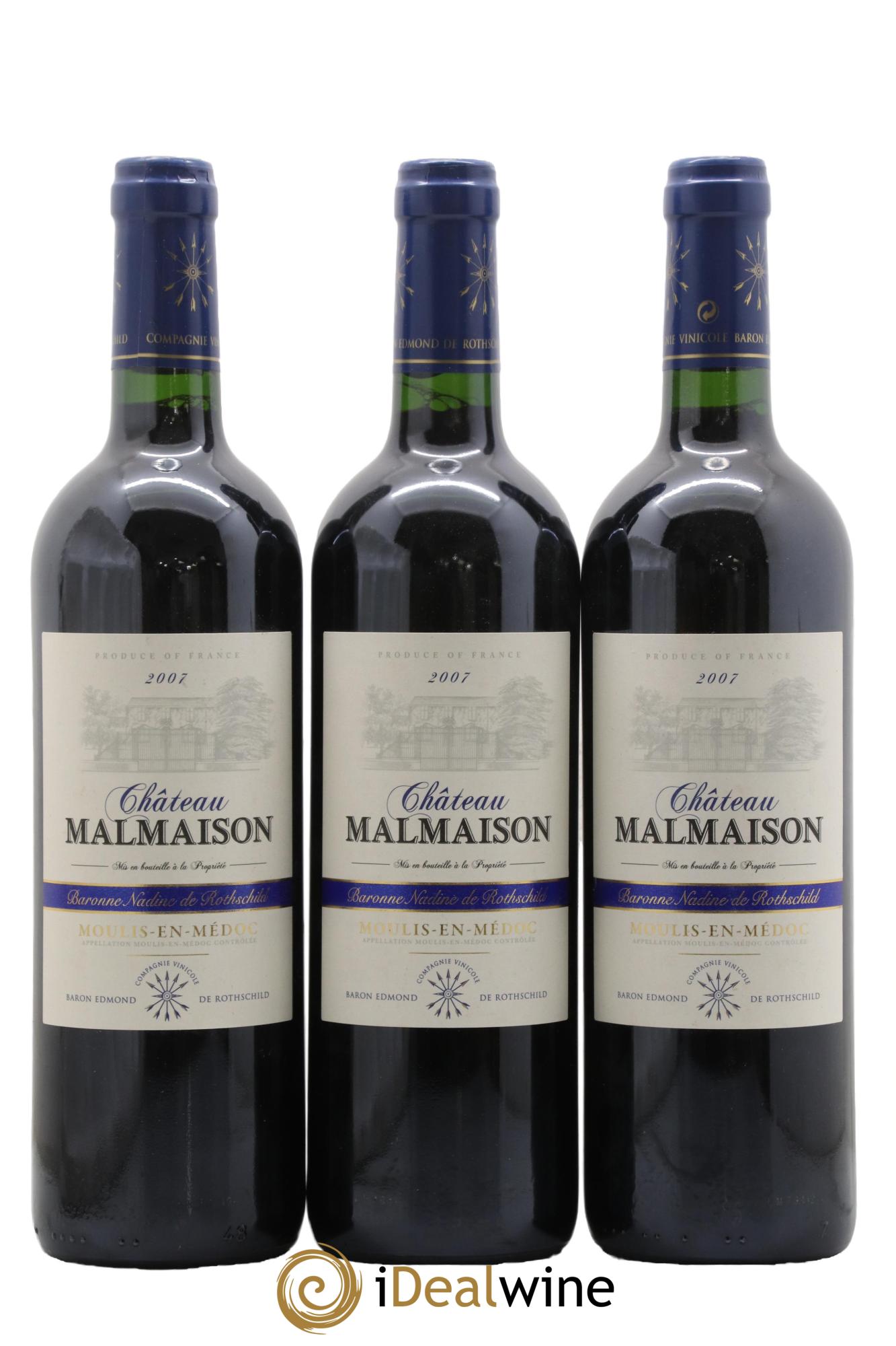 Moulis en Médoc Château Malmaison 2007 - Lot de 3 bouteilles - 0