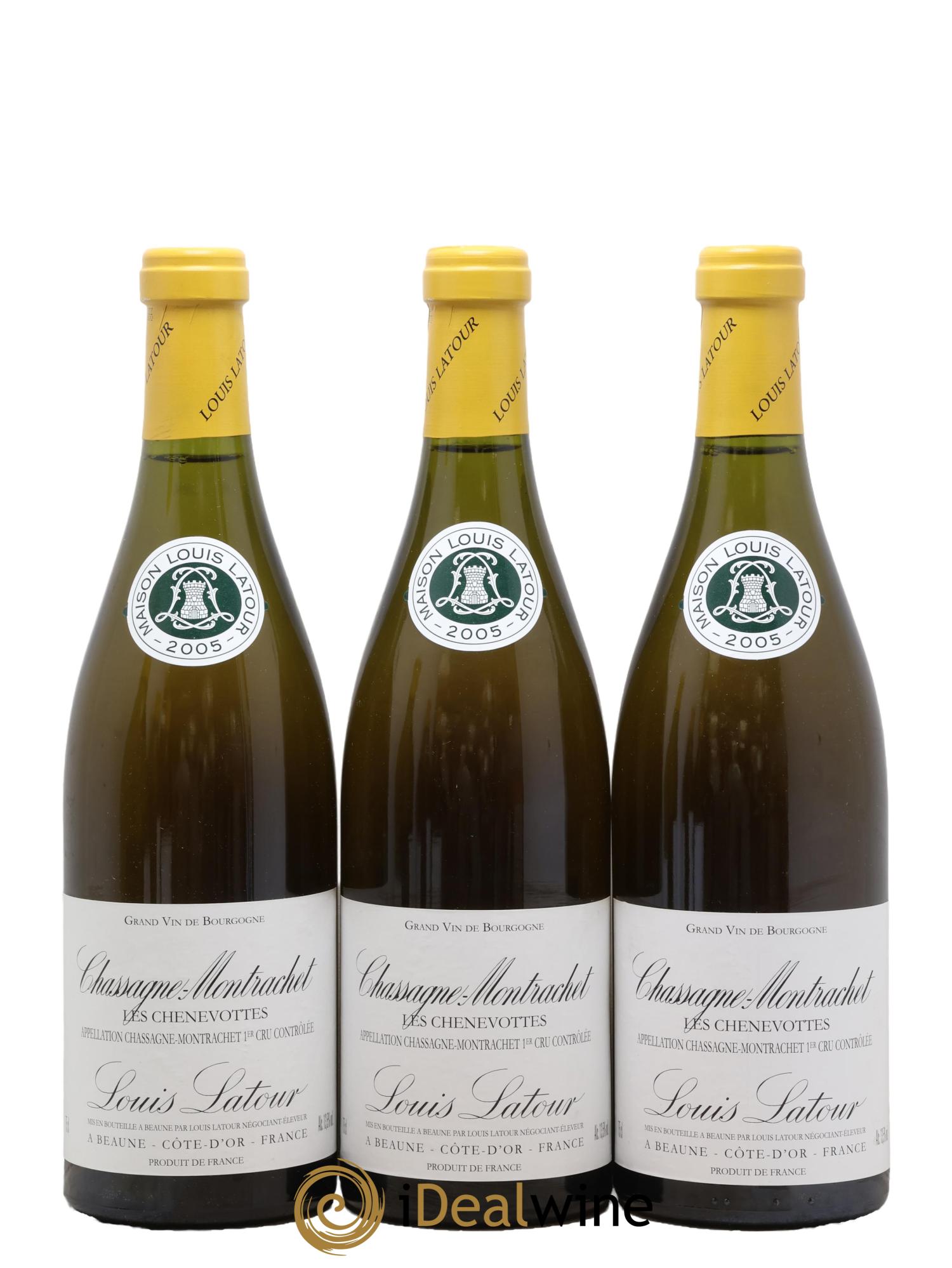 Chassagne-Montrachet 1er Cru Les Chenevottes Louis Latour 2005 - Lot of 3 bottles - 0