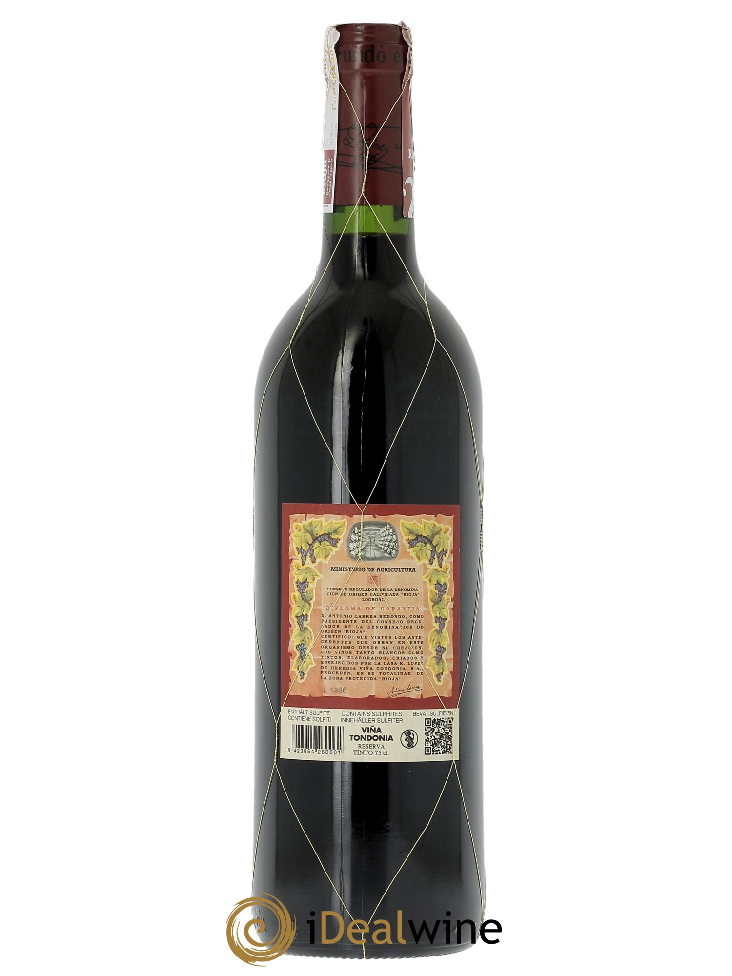 Rioja DOCA Reserva Vina Tondonia R. Lopez de Heredia 2013 - Lot de 1 bouteille - 1