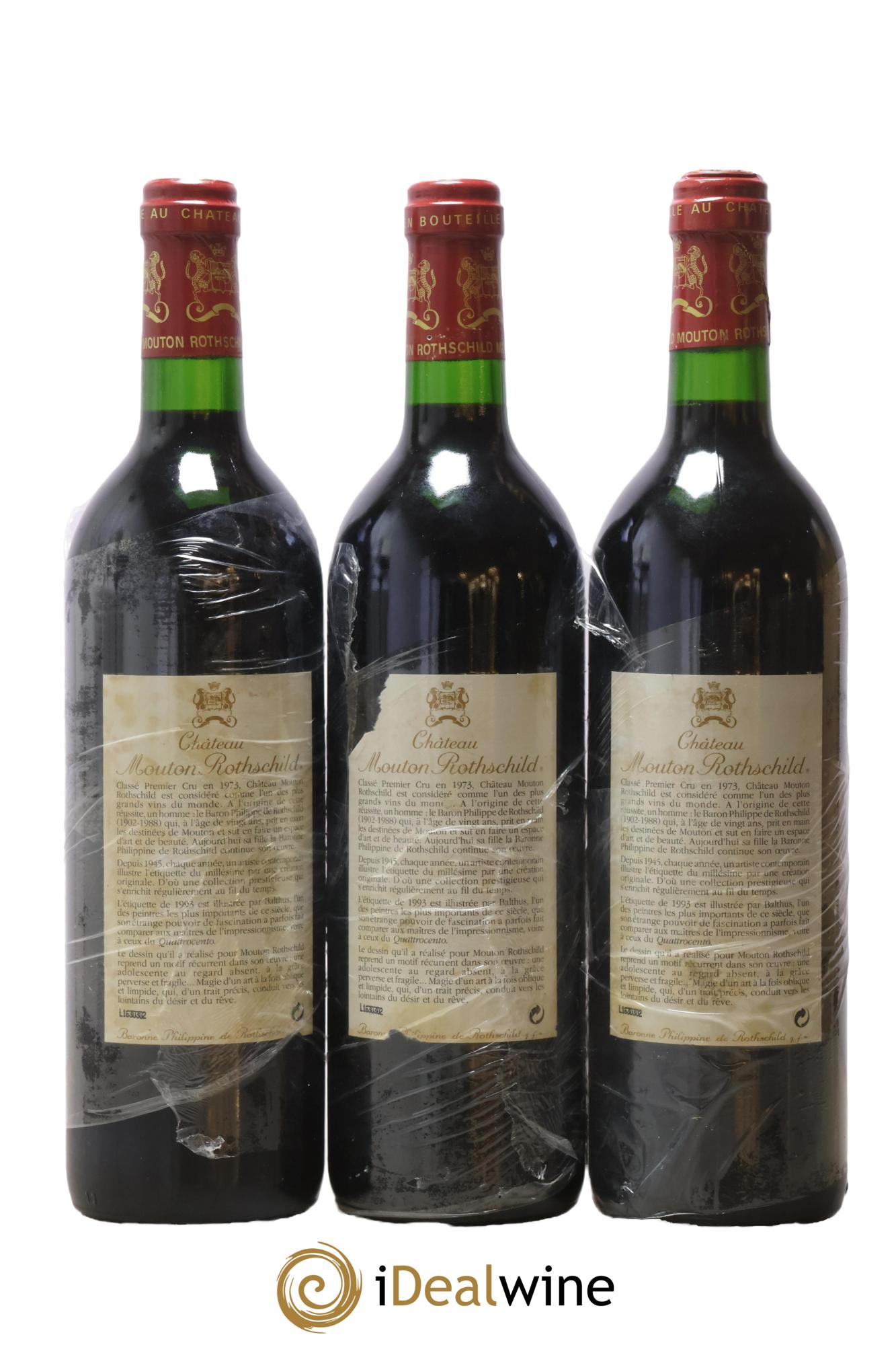 Château Mouton Rothschild 1er Grand Cru Classé 1993 - Posten von 3 Flaschen - 1