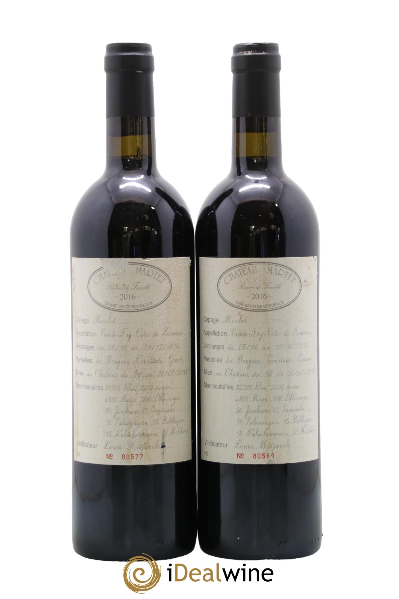 Château Martet 2016 - Lot of 2 bottles - 0