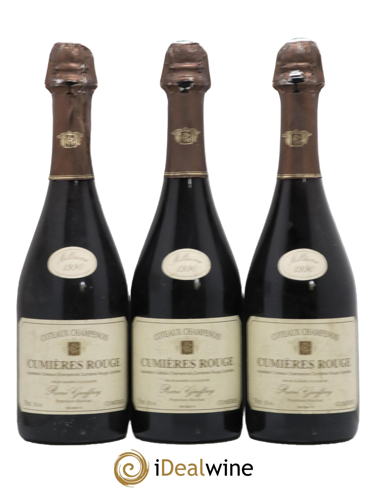 Coteaux Champenois Cumieres Domaine Rene Geoffroy 1990 - Lot de 3 bouteilles - 0