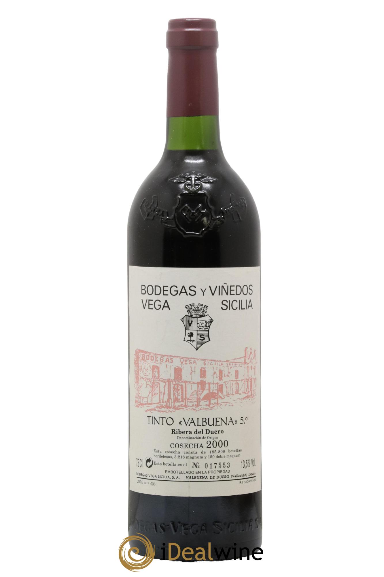 Ribera Del Duero DO Vega Sicilia Valbuena 5 ano Famille Alvarez 2000 - Lot de 1 bouteille - 0