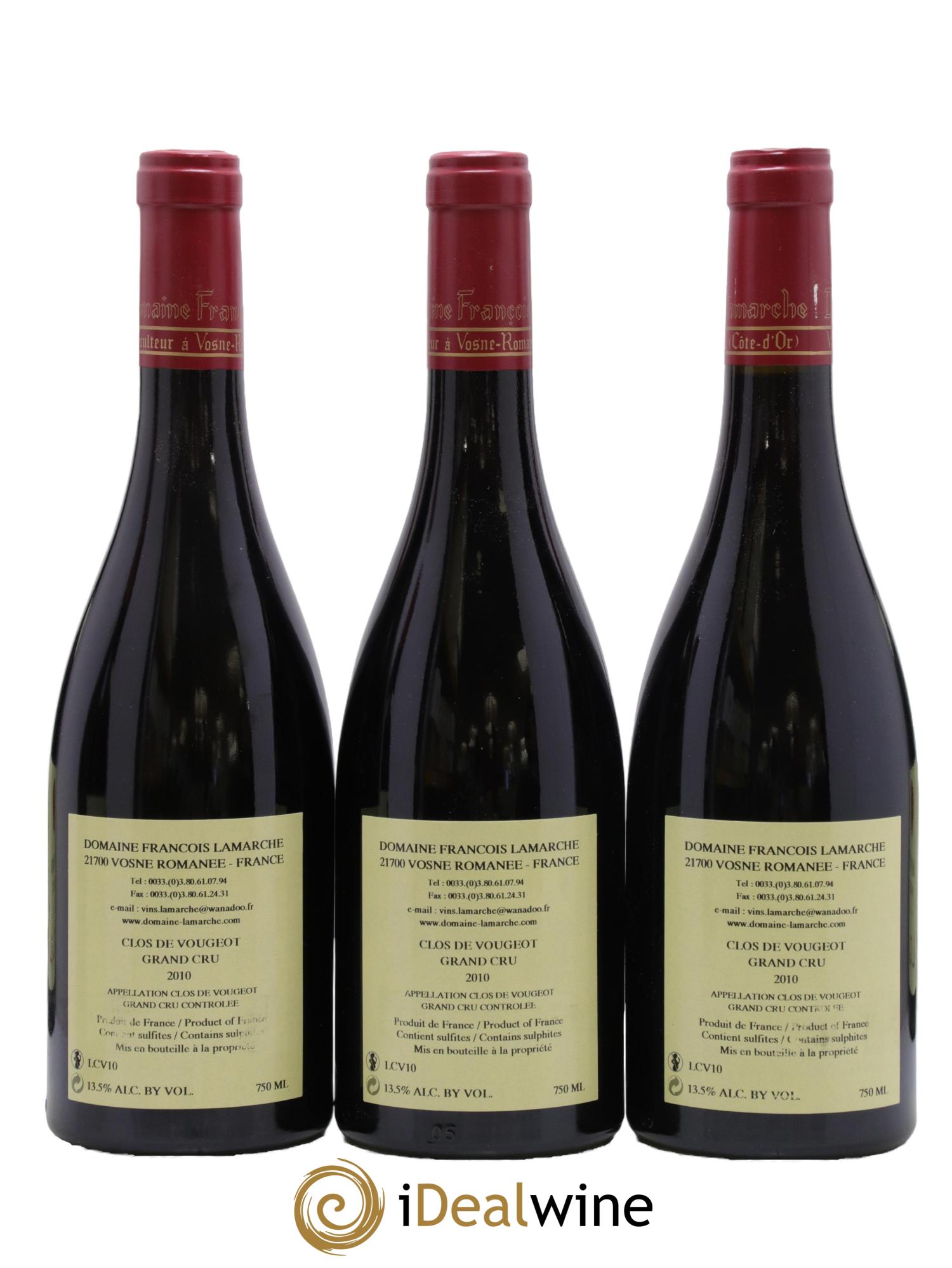 Clos de Vougeot Grand Cru Lamarche (Domaine) 2010 - Lot de 6 bouteilles - 2