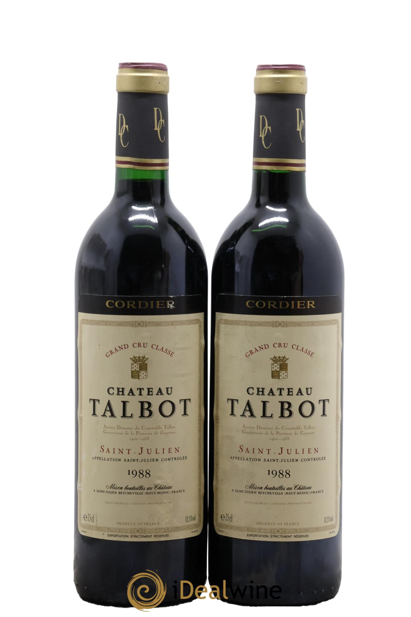 Château Talbot 4ème Grand Cru Classé 1988 - Posten von 2 Flaschen - 0