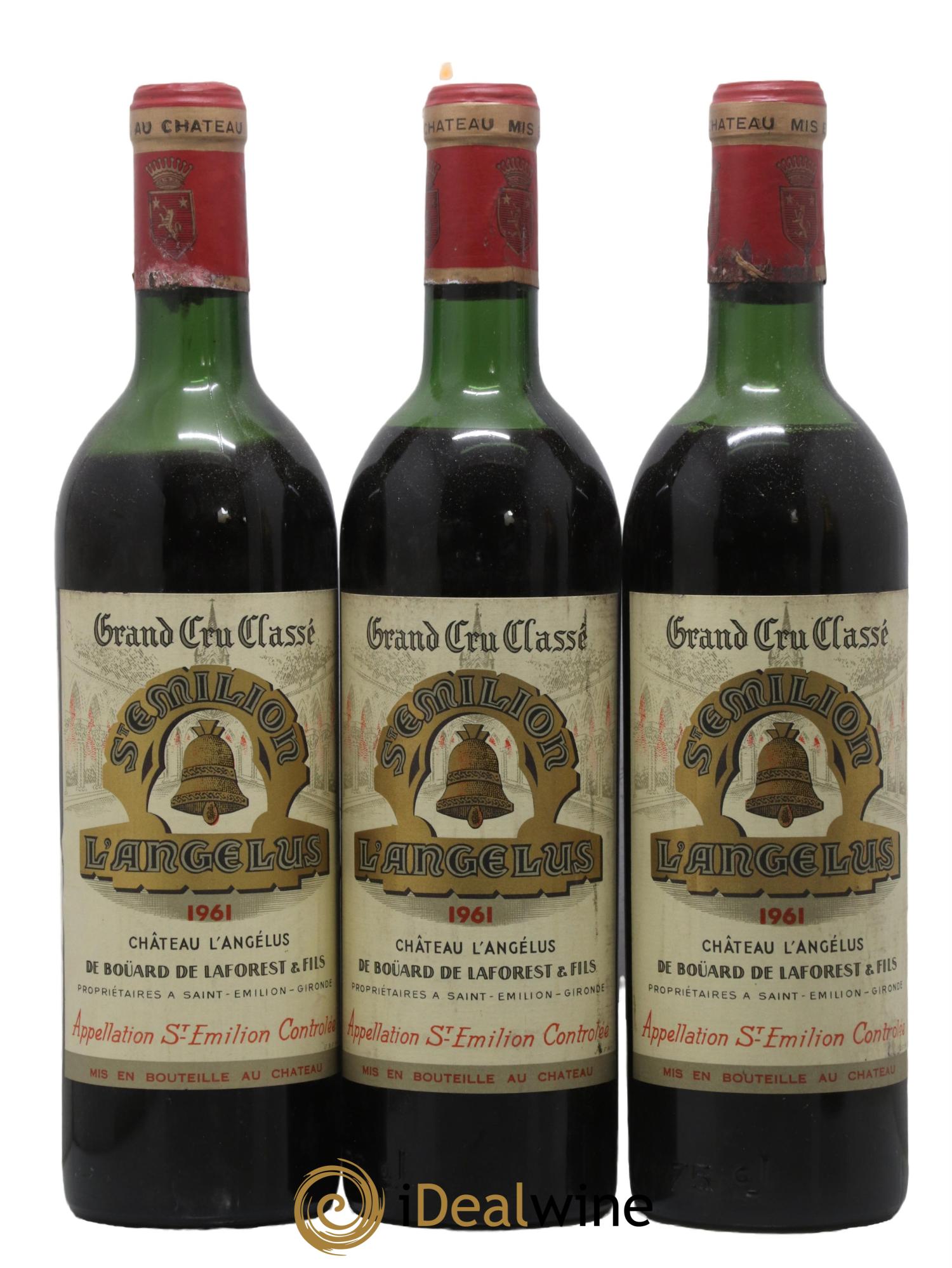 Château Angélus 1er Grand Cru Classé A 1961 - Lot de 3 bouteilles - 0