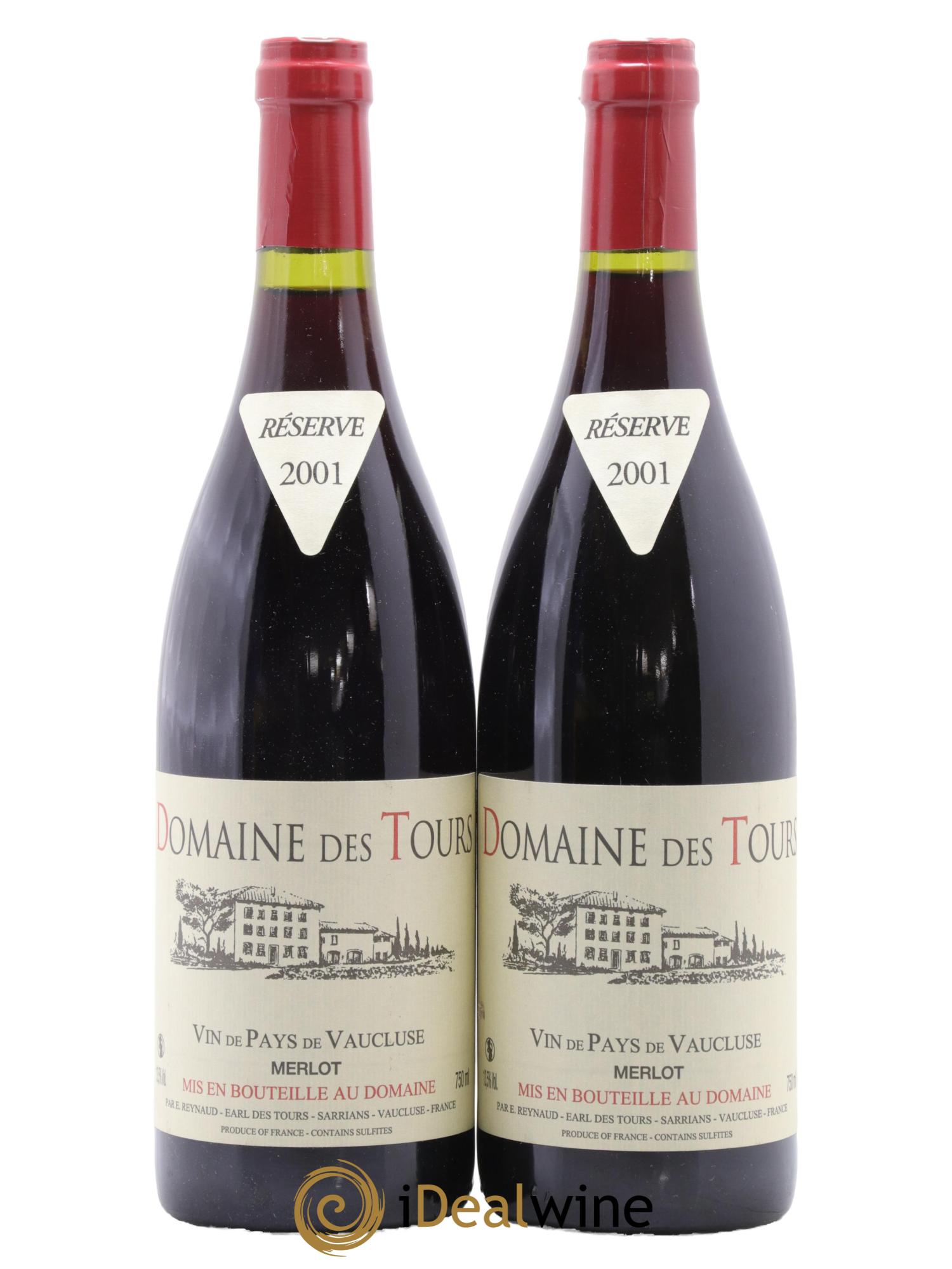 Vaucluse Domaine des Tours Merlot Emmanuel Reynaud 2001 - Lot de 2 bouteilles - 0