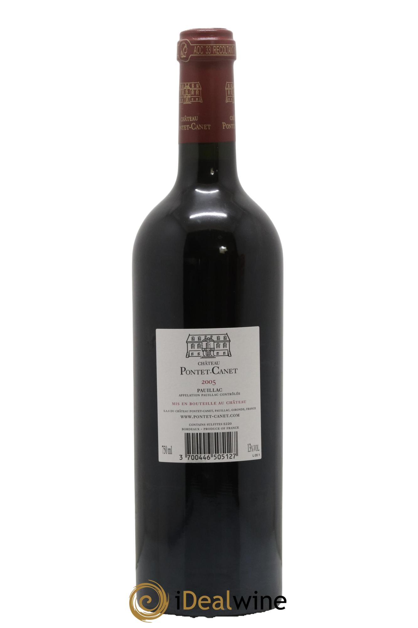 Château Pontet Canet 5ème Grand Cru Classé 2005 - Lot de 1 bouteille - 1