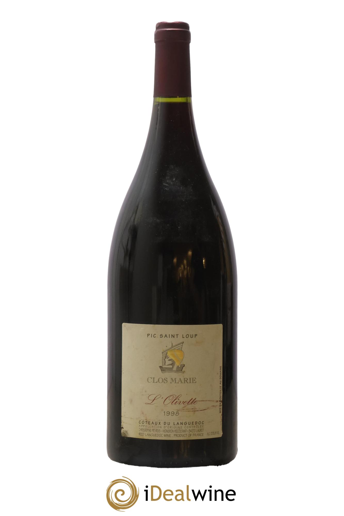 Pic Saint-Loup Clos Marie Olivette Christophe Peyrus et Françoise Julien 1998 - Lot de 1 magnum - 0