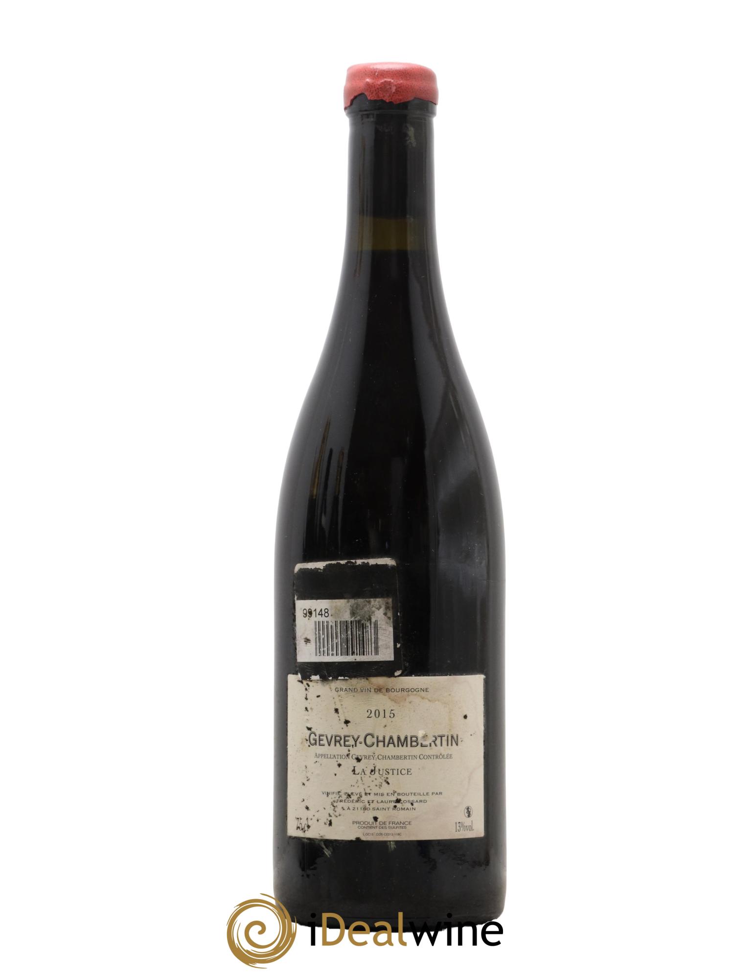 Gevrey-Chambertin La Justice Domaine de Chassorney - Frédéric Cossard 2015 - Lot de 1 bouteille - 1