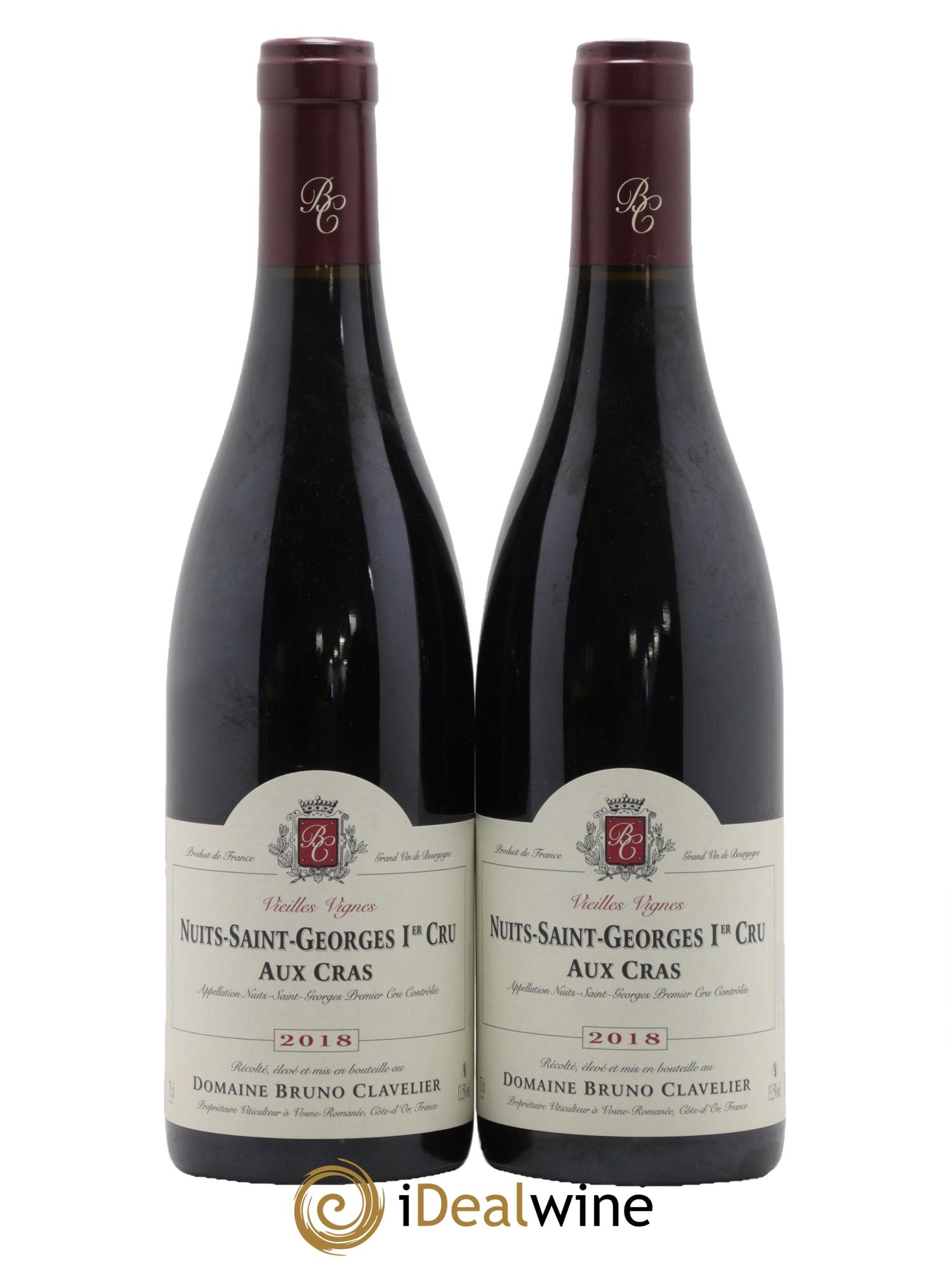 Nuits-Saint-Georges 1er Cru Aux Cras Vieilles Vignes Bruno Clavelier 2018 - Lot de 2 bouteilles - 0