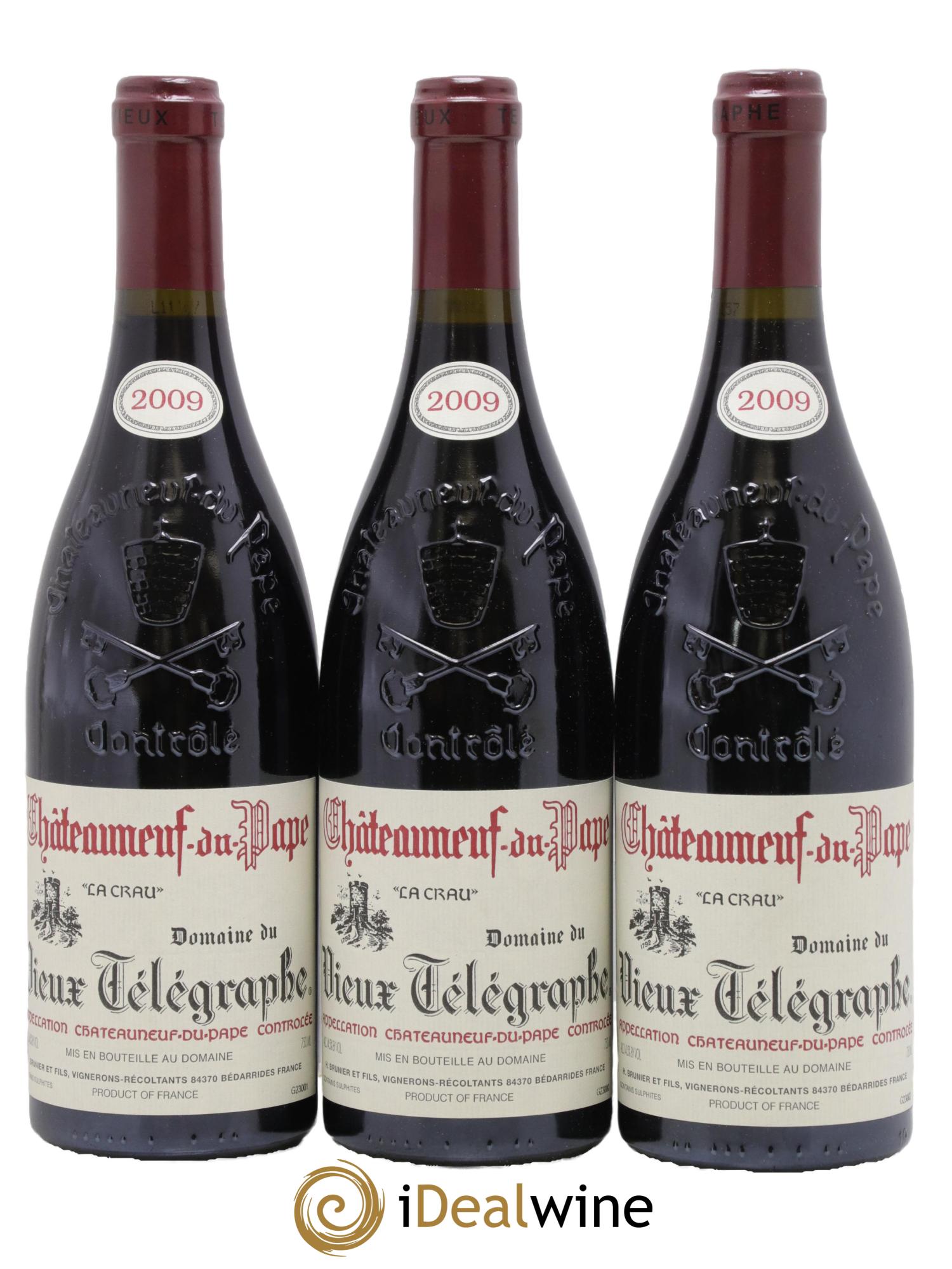Châteauneuf-du-Pape Vieux Télégraphe (Domaine du) Vignobles Brunier 2009 - Lot de 3 bouteilles - 0