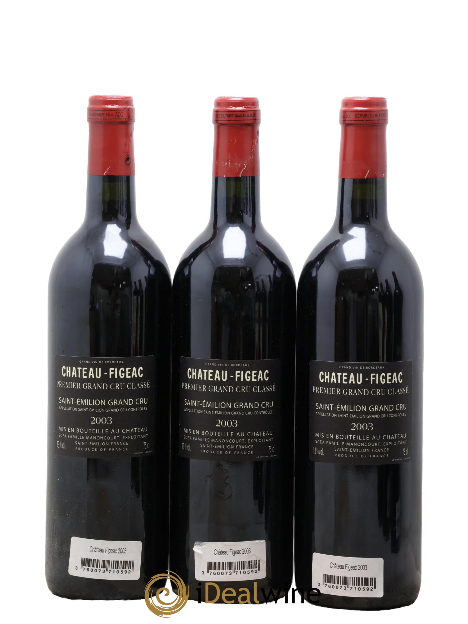 Château Figeac 1er Grand Cru Classé A 2003 - Posten von 6 Flaschen - 2