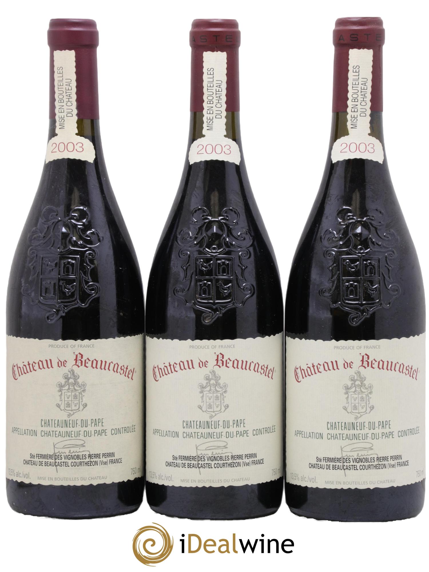 Châteauneuf-du-Pape Château de Beaucastel Famille Perrin 2003 - Lot de 3 bouteilles - 0