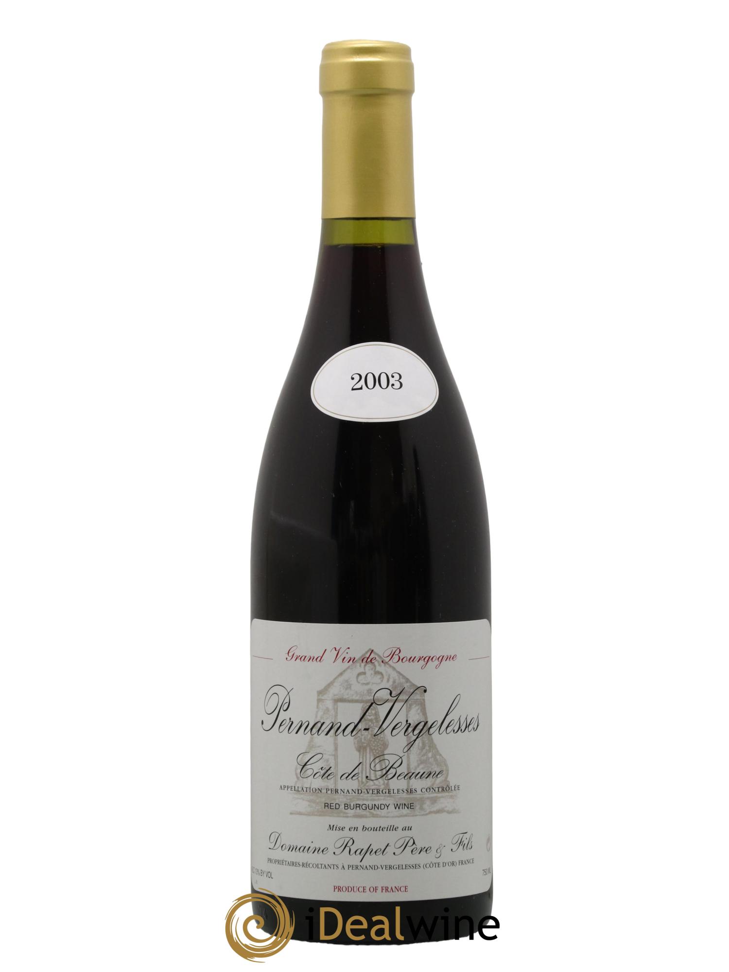 Pernand-Vergelesses Domaine Rapet Pere et Fils 2003 - Lot de 1 bouteille - 0