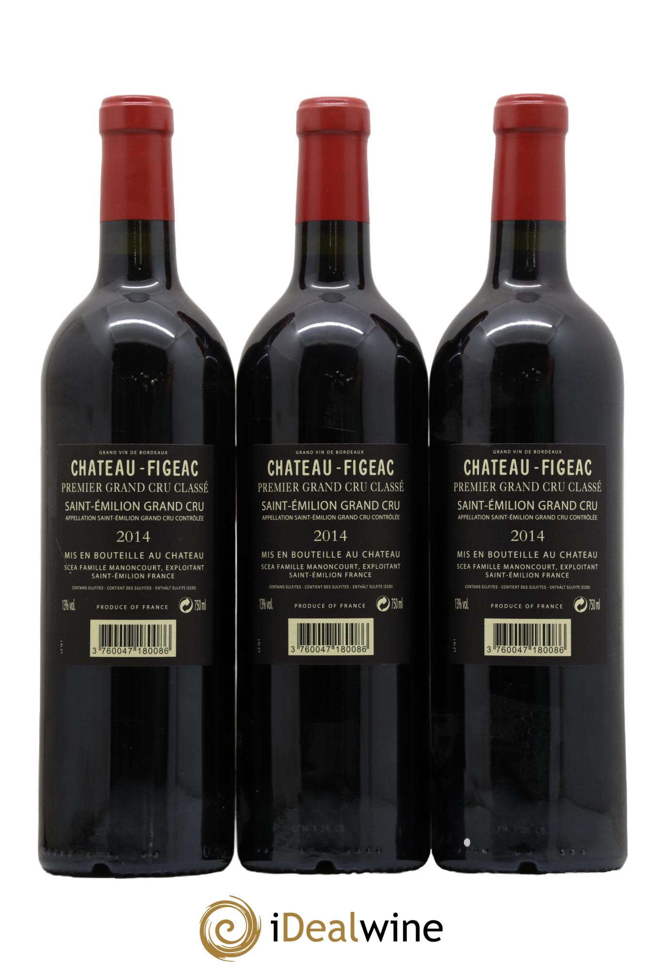 Château Figeac 1er Grand Cru Classé A 2014 - Lotto di 3 bottiglie - 1