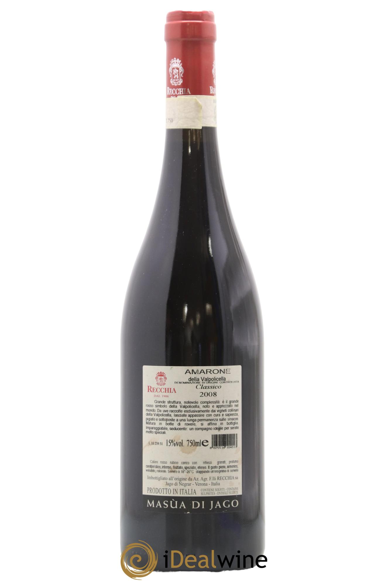 Amarone della Valpolicella Classico DOCG Masua Di Jago Recchia 2008 - Lotto di 1 bottiglia - 1