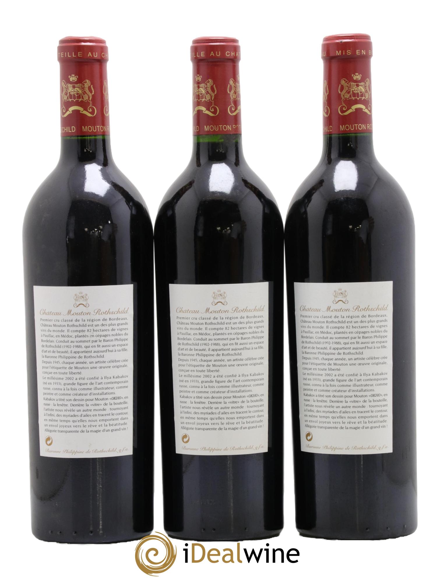 Château Mouton Rothschild 1er Grand Cru Classé 2002 - Lot of 3 bottles - 1