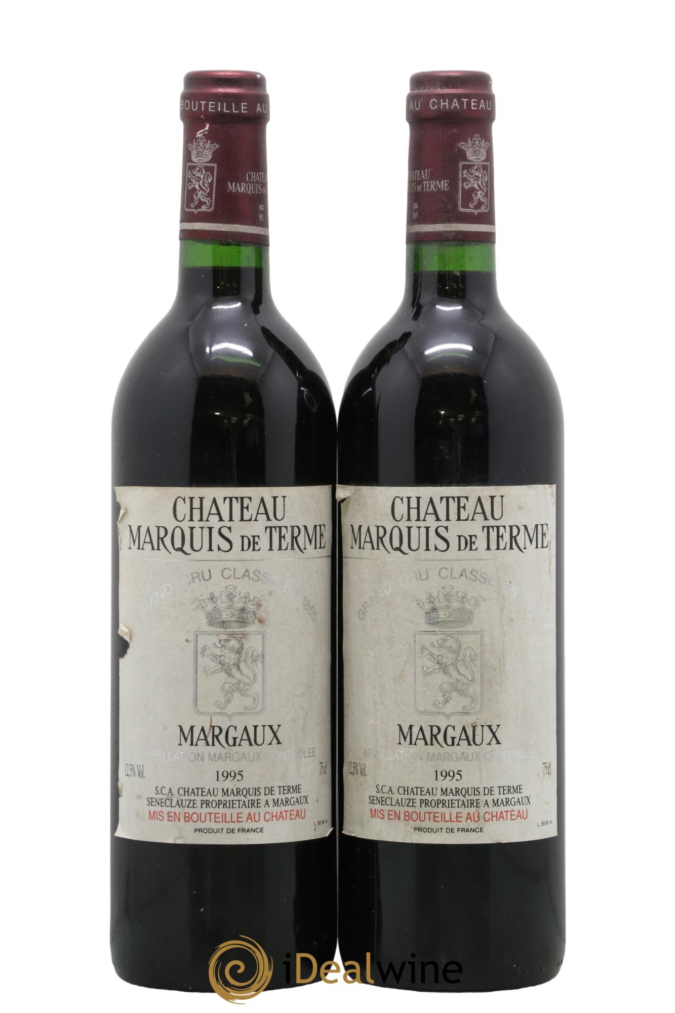 Château Marquis de Terme 4ème Grand Cru Classé 1995 - Lot de 2 bouteilles - 0