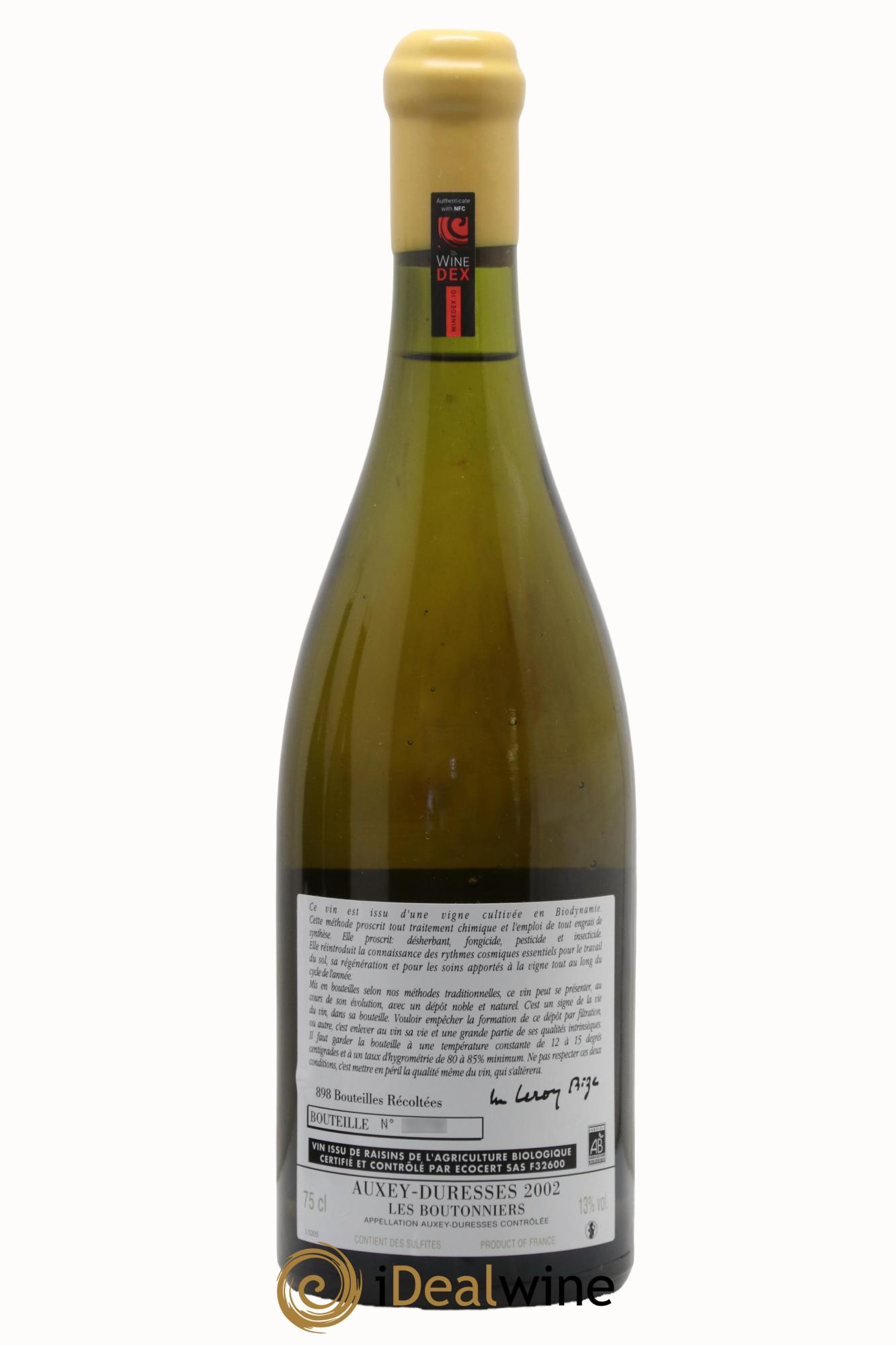 Auxey-Duresses Les Boutonniers d'Auvenay (Domaine) 2002 - Lot de 1 bouteille - 1