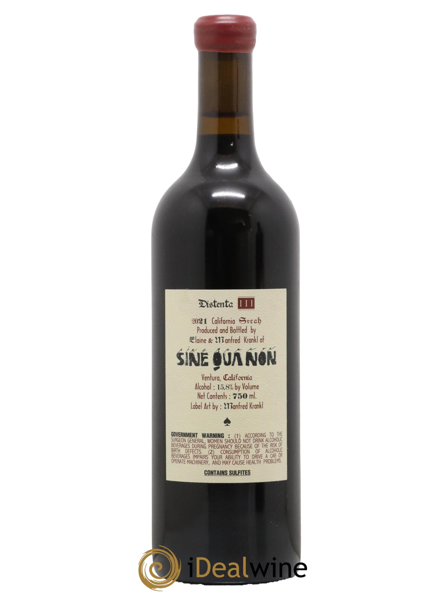 Californie Sine Qua Non Distenta Syrah 2021 - Posten von 1 Flasche - 1