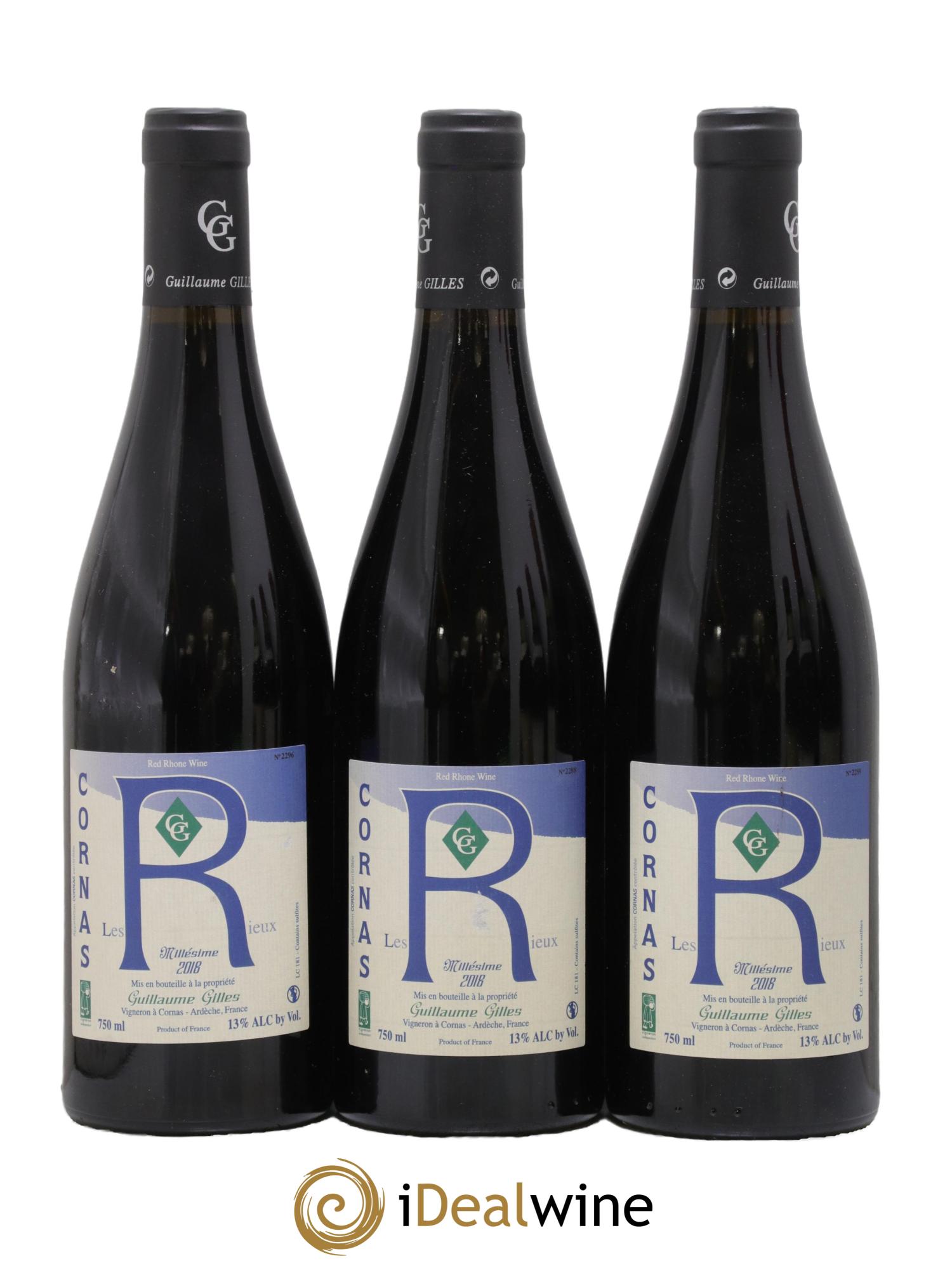 Cornas Rieux Domaine Gilles 2018 - Lot de 3 bouteilles - 0