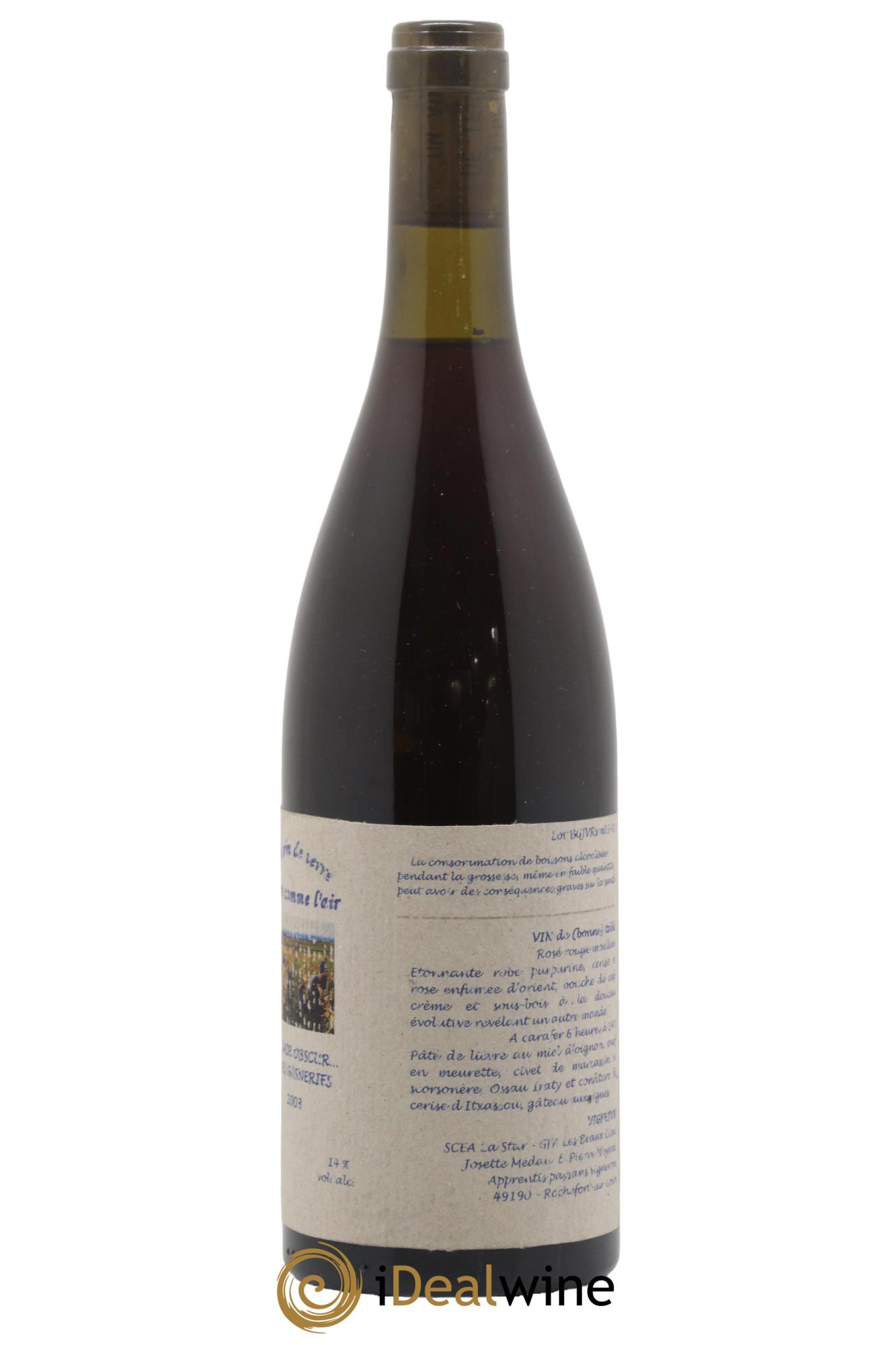 Vin de France Le Clair Obscur des Gasneries Josette Medeau et Pierre Weyand 2003 - Lot of 1 bottle - 2