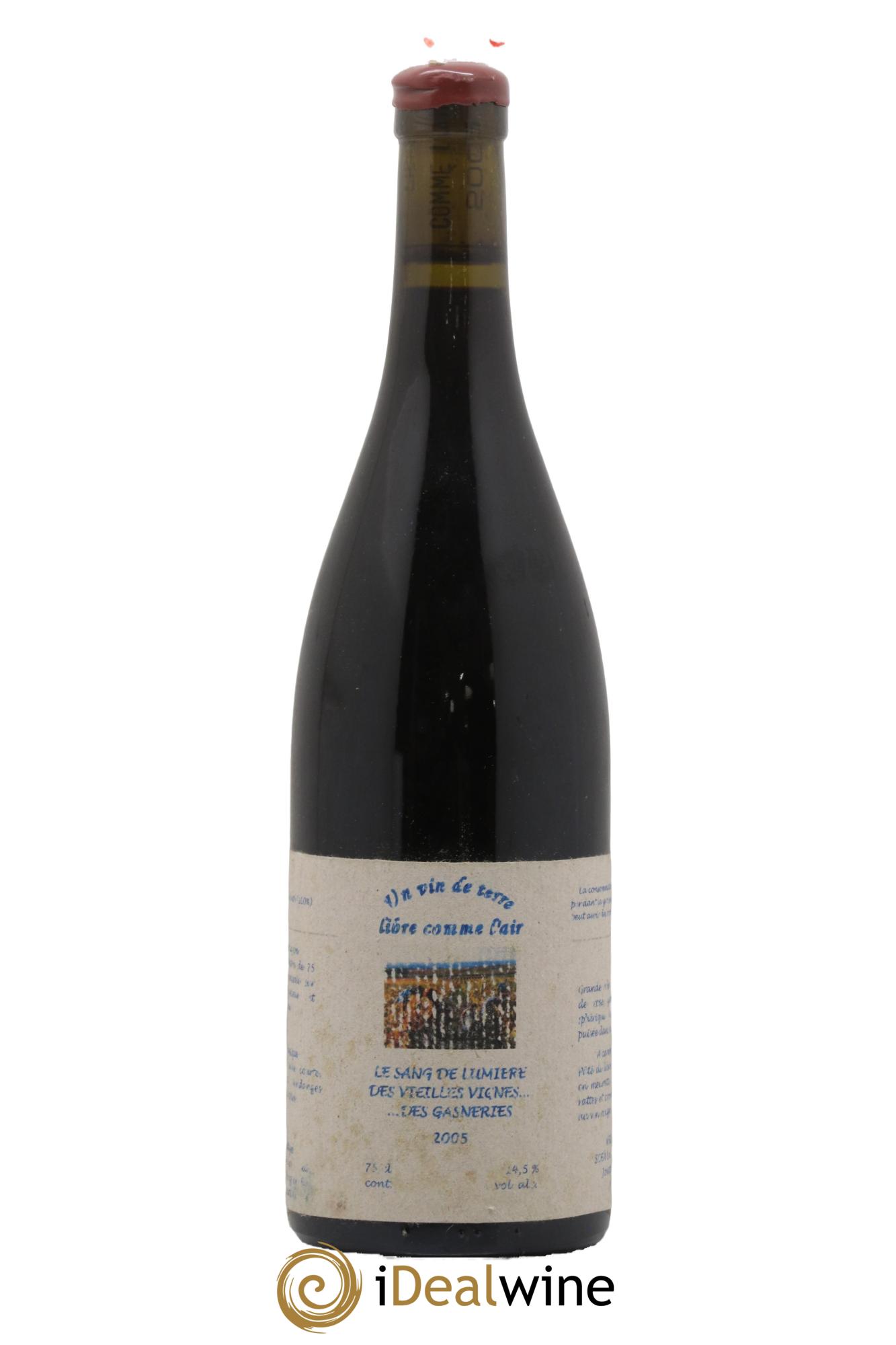 Vin de France Le Sang de Lumiere des Vieilles Vignes des Gasneries Josette Medau et Pierre Weyand 2005 - Lot de 1 bouteille - 0