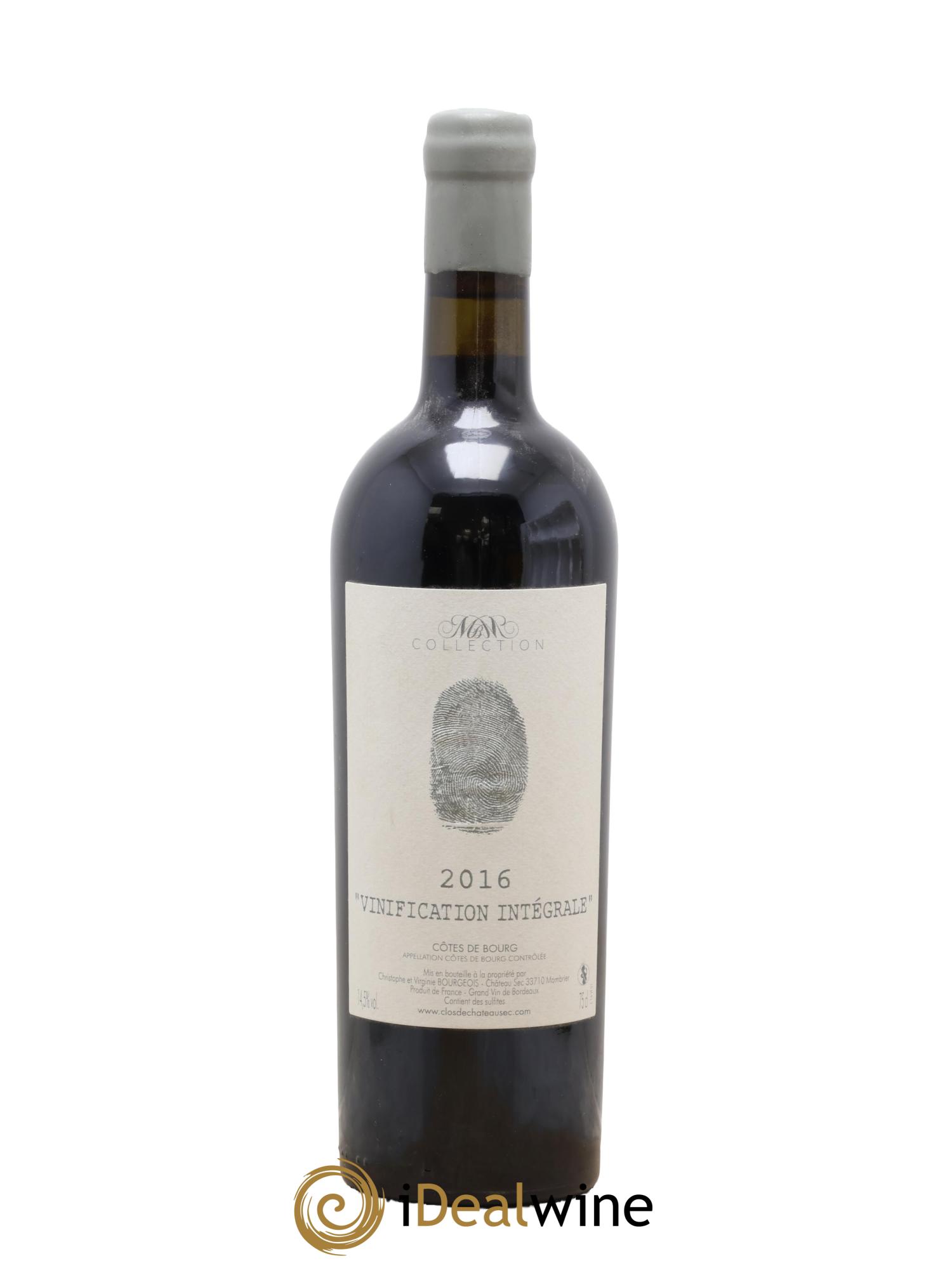 Côtes de Bourg Vinification Intégrale Clos de Château Sec MBM Collection 2016 - Lot de 1 bouteille - 0