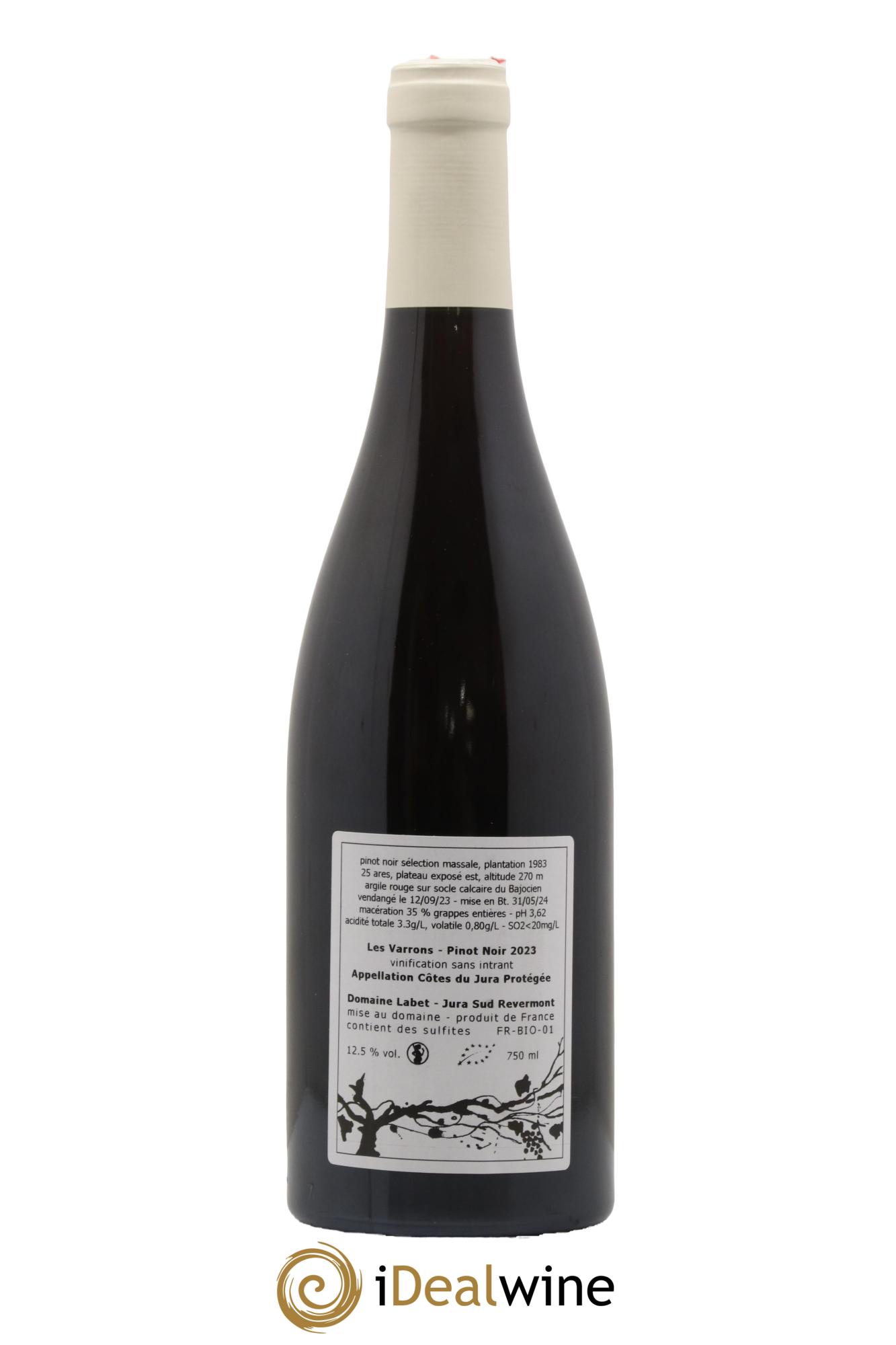 Côtes du Jura Pinot Noir Les Varrons Sélection Massale Romain - Julien  - Charline Labet  2023 - Lot de 1 bouteille - 1